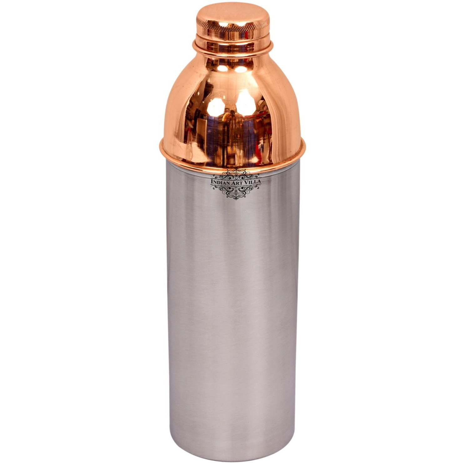 IndianArtVilla Steel Copper Thermos Design Bottle, 28Oz