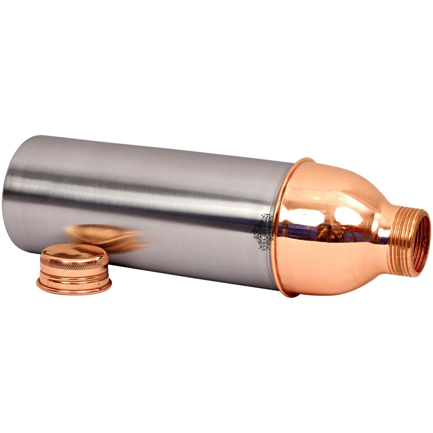 IndianArtVilla Steel Copper Thermos Design Bottle, 28Oz