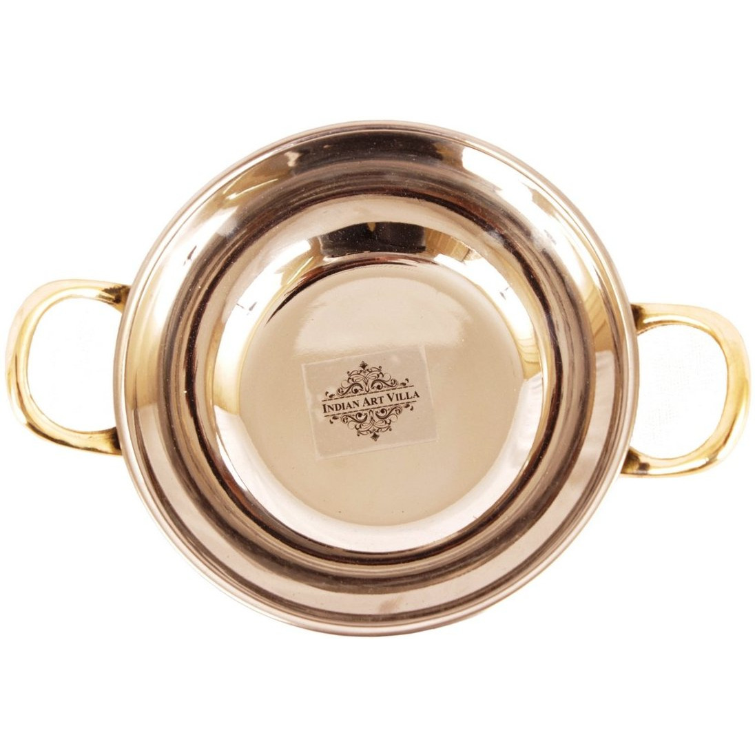 IndianArtVilla Steel Copper Kadai With Handle 8 oz