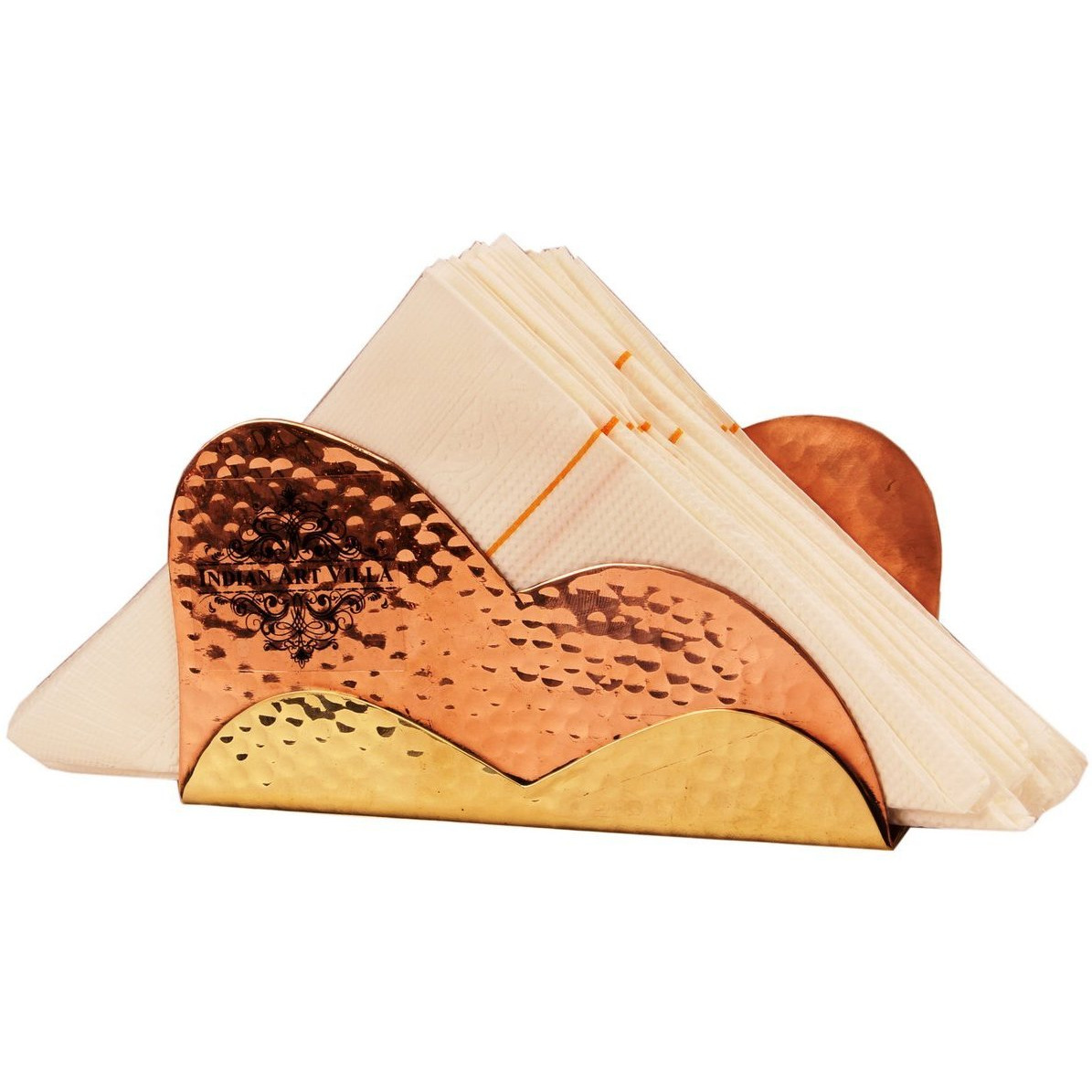 IndianArtVilla Copper Tissue Paper Holder with Brass Stand