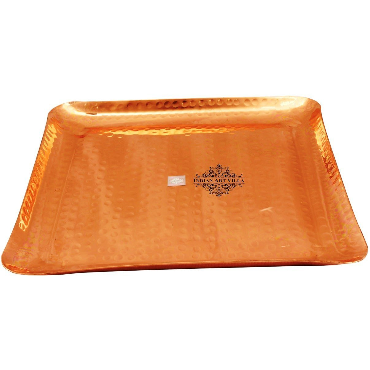 IndianArtVilla Copper Square Tray Platter- 10 Inch Length