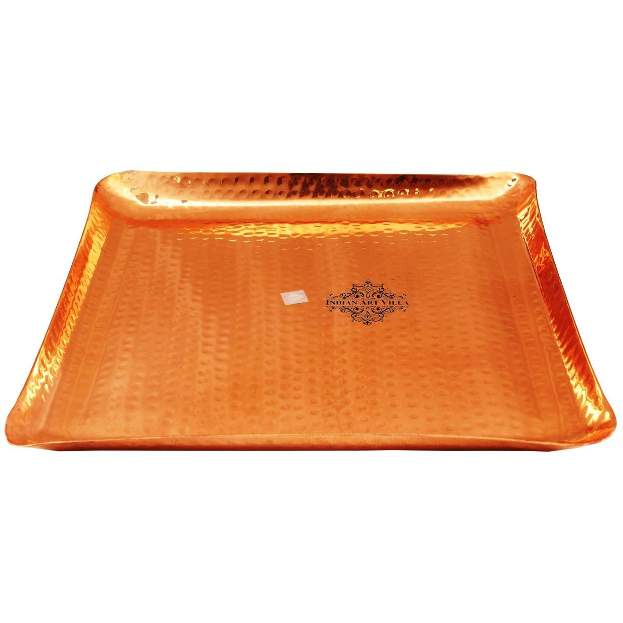 IndianArtVilla Copper Square Tray Platter- 12 Inch Length