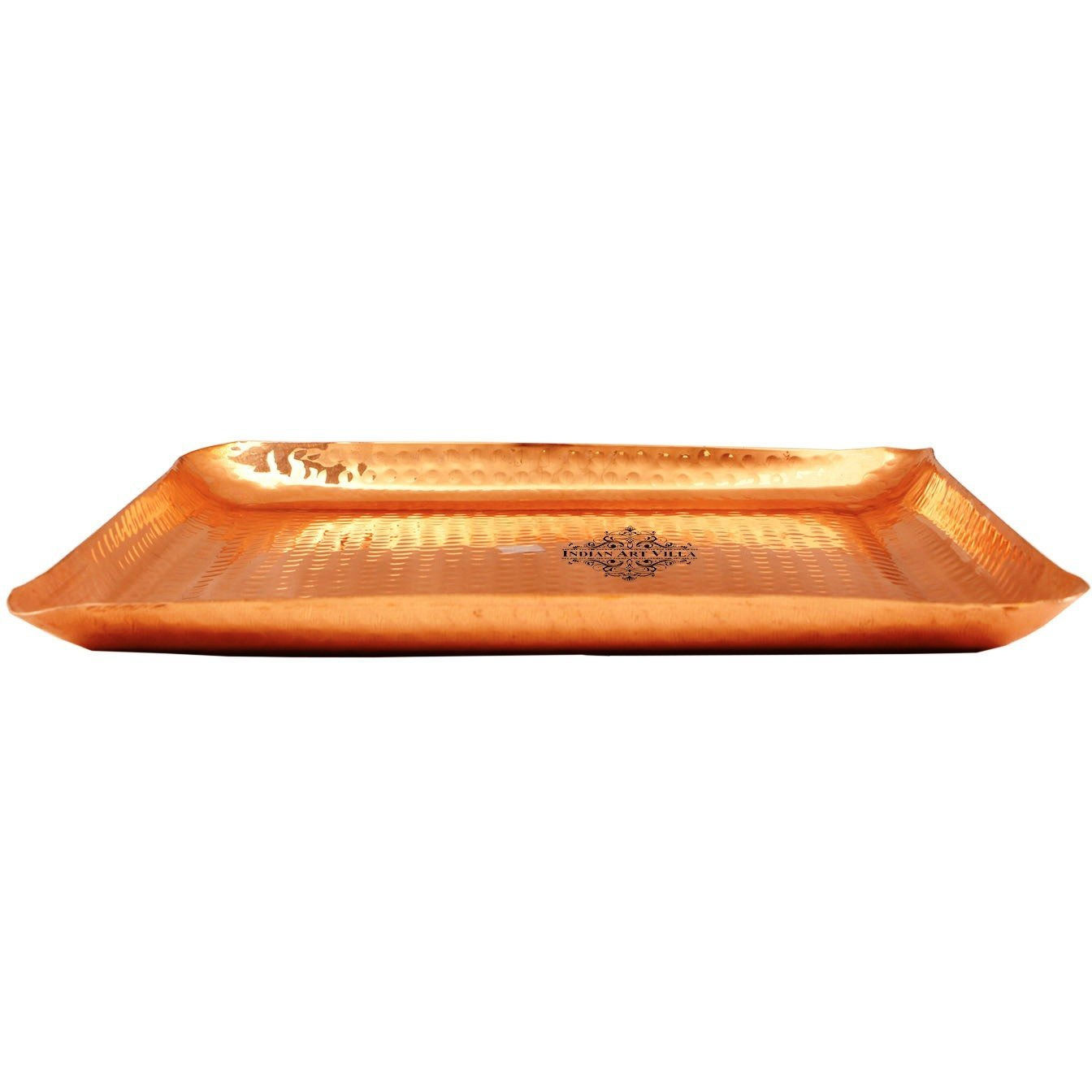 IndianArtVilla Copper Square Tray Platter- 12 Inch Length