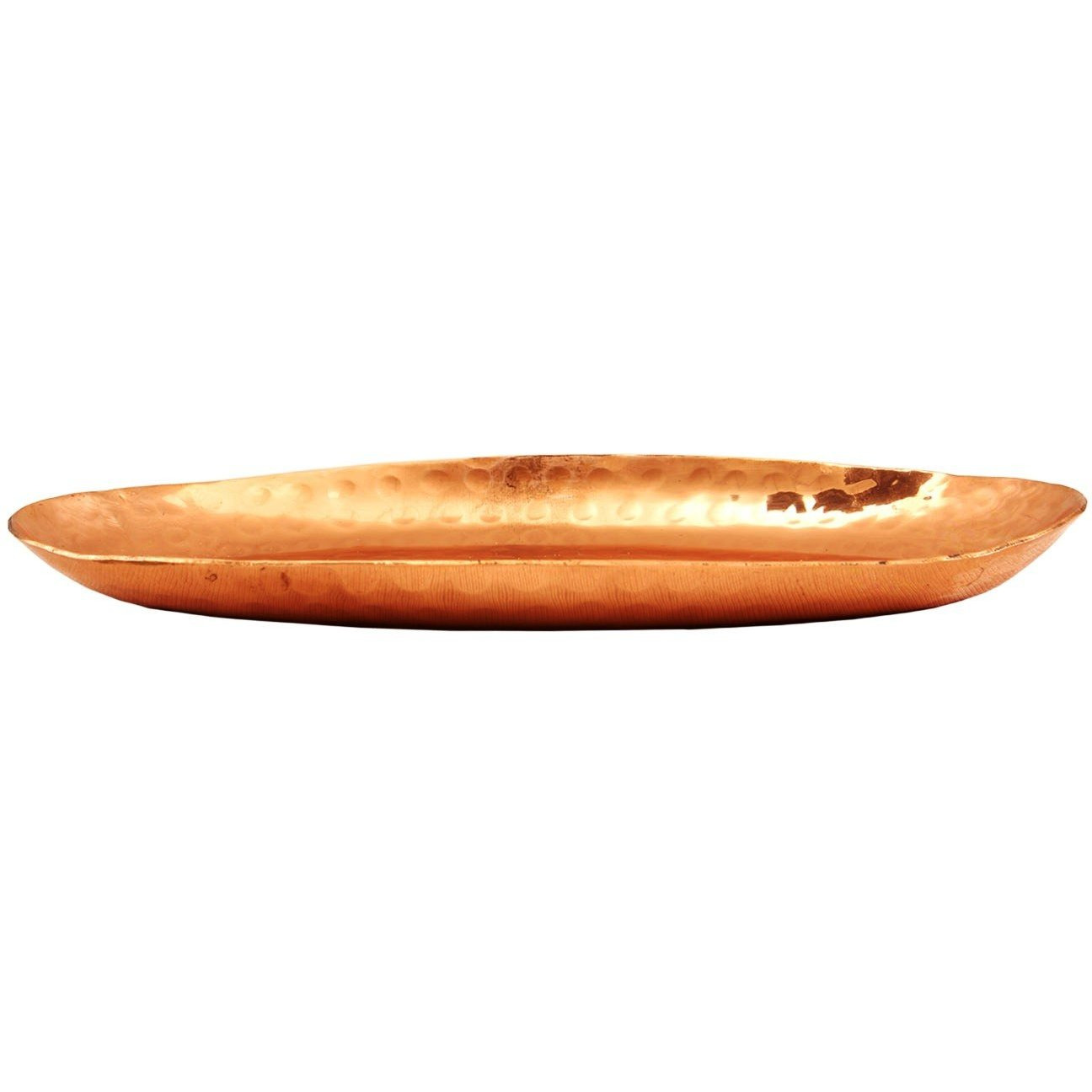 IndianArtVilla Copper Oval Tray Platter- 8 Length