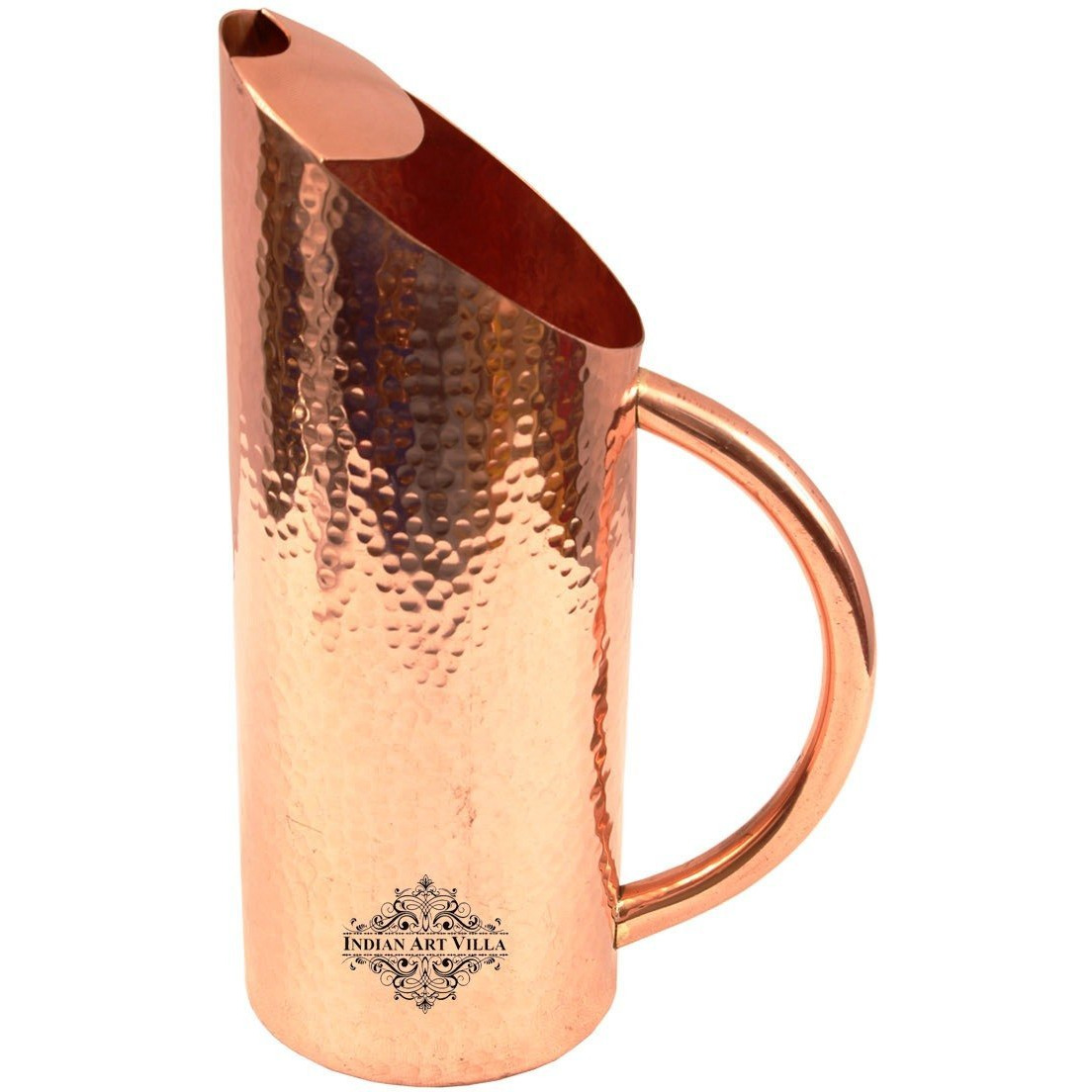 IndianArtVilla Copper Small Hammered Cut Design Jug Pitcher 50Oz