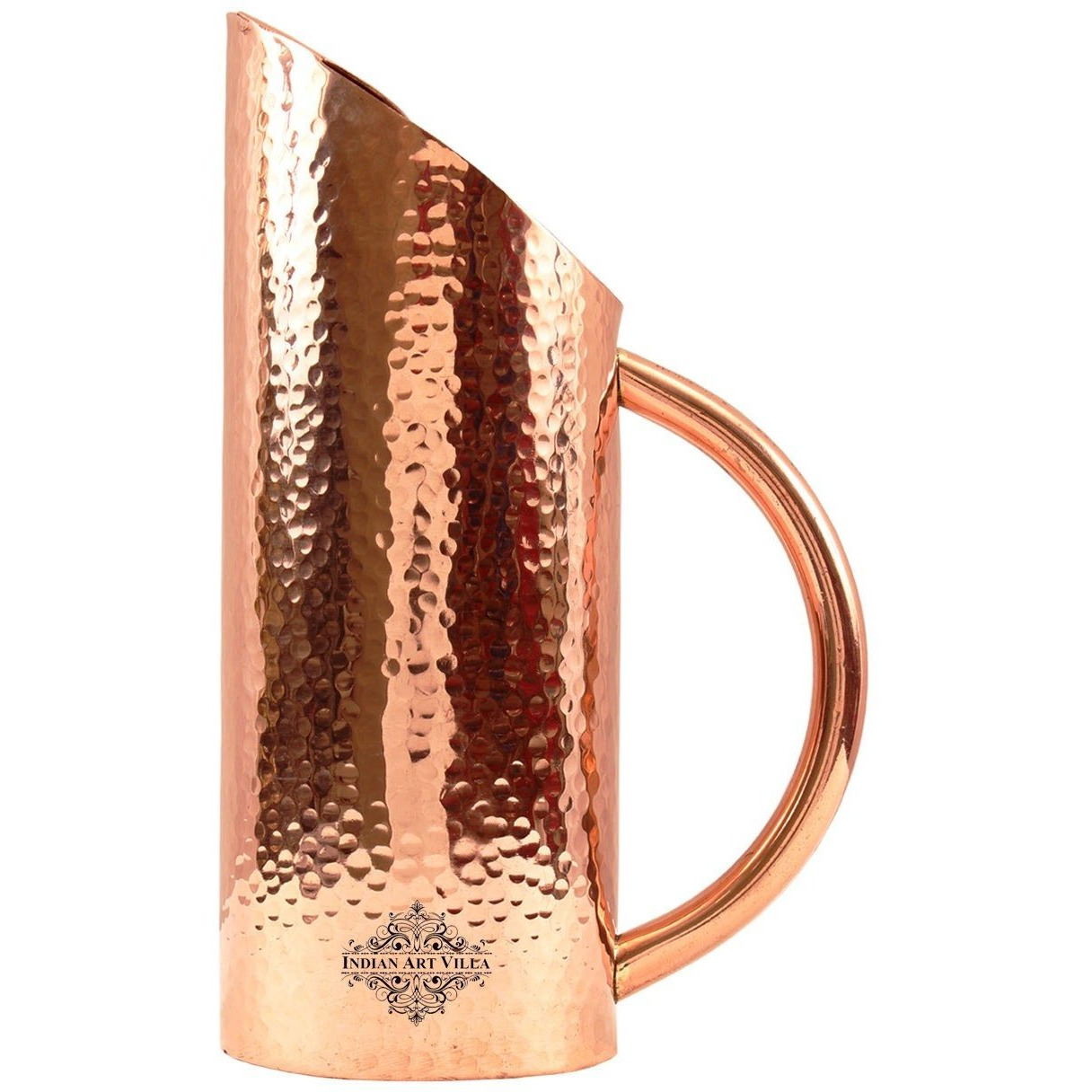 IndianArtVilla Copper Small Hammered Cut Design Jug Pitcher 50Oz