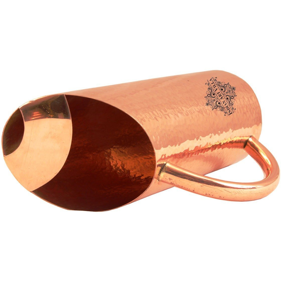 IndianArtVilla Copper Small Hammered Cut Design Jug Pitcher 50Oz