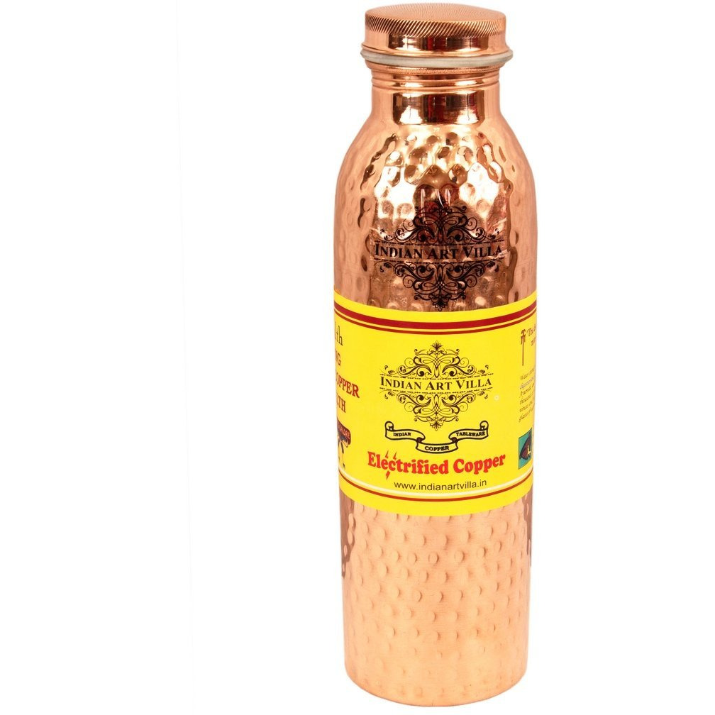 IndianArtVilla Copper Hammered Leak Proof Bottle 19Oz