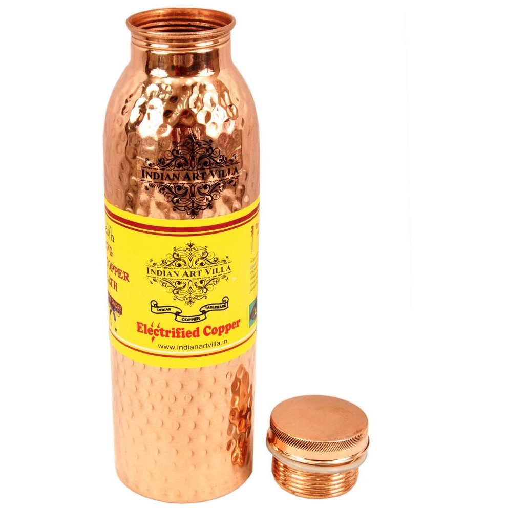 IndianArtVilla Copper Hammered Leak Proof Bottle 19Oz