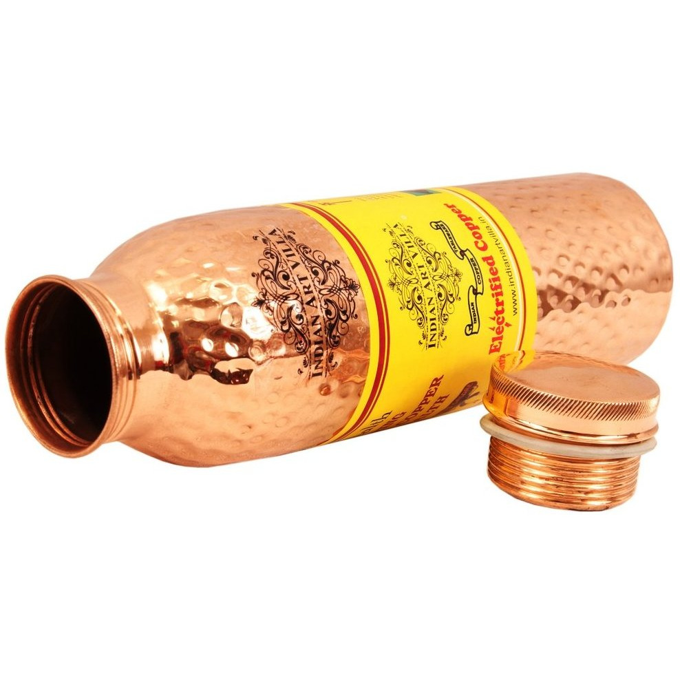 IndianArtVilla Copper Hammered Leak Proof Bottle 19Oz