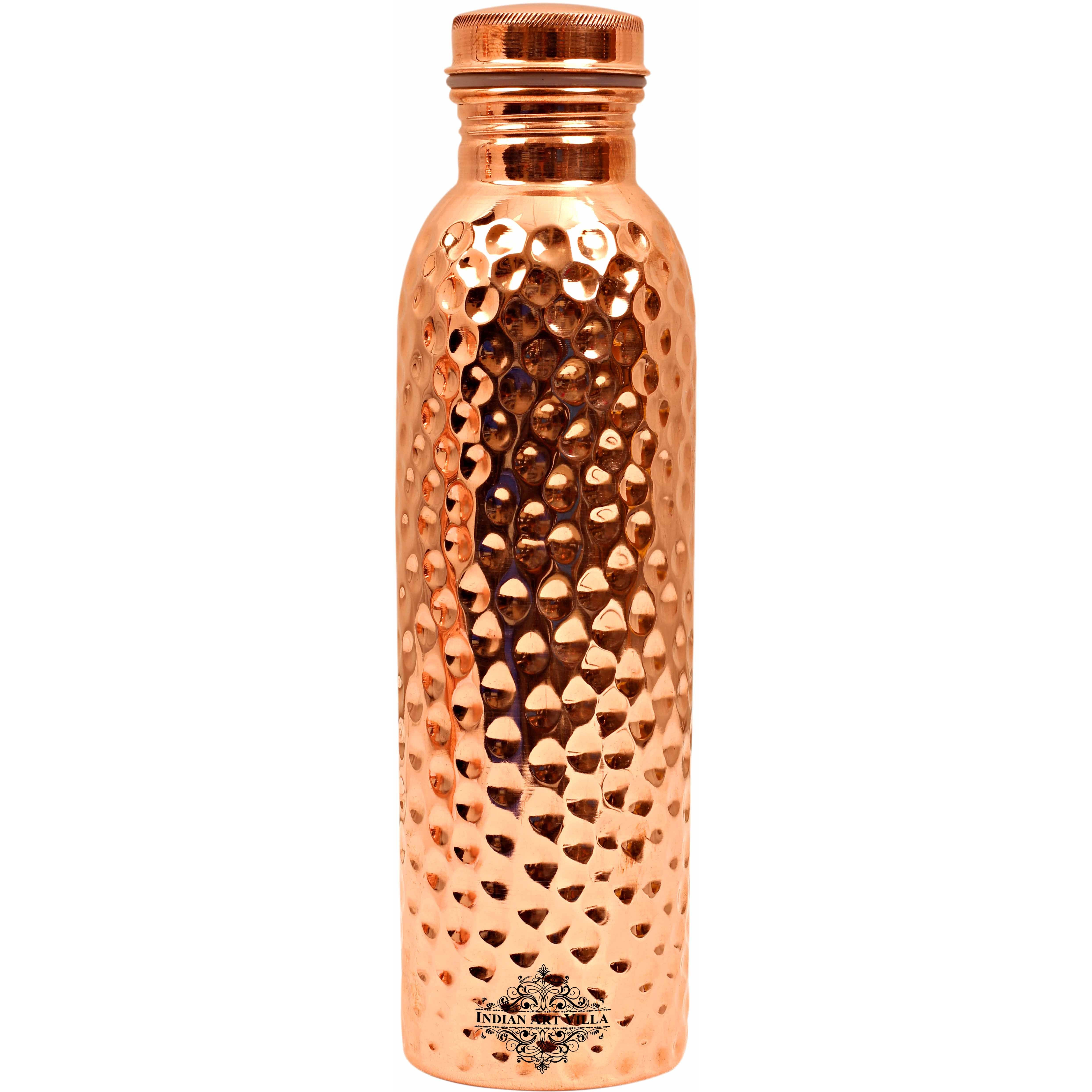 IndianArtVilla Copper Hammered Leak Proof Bottle 21Oz