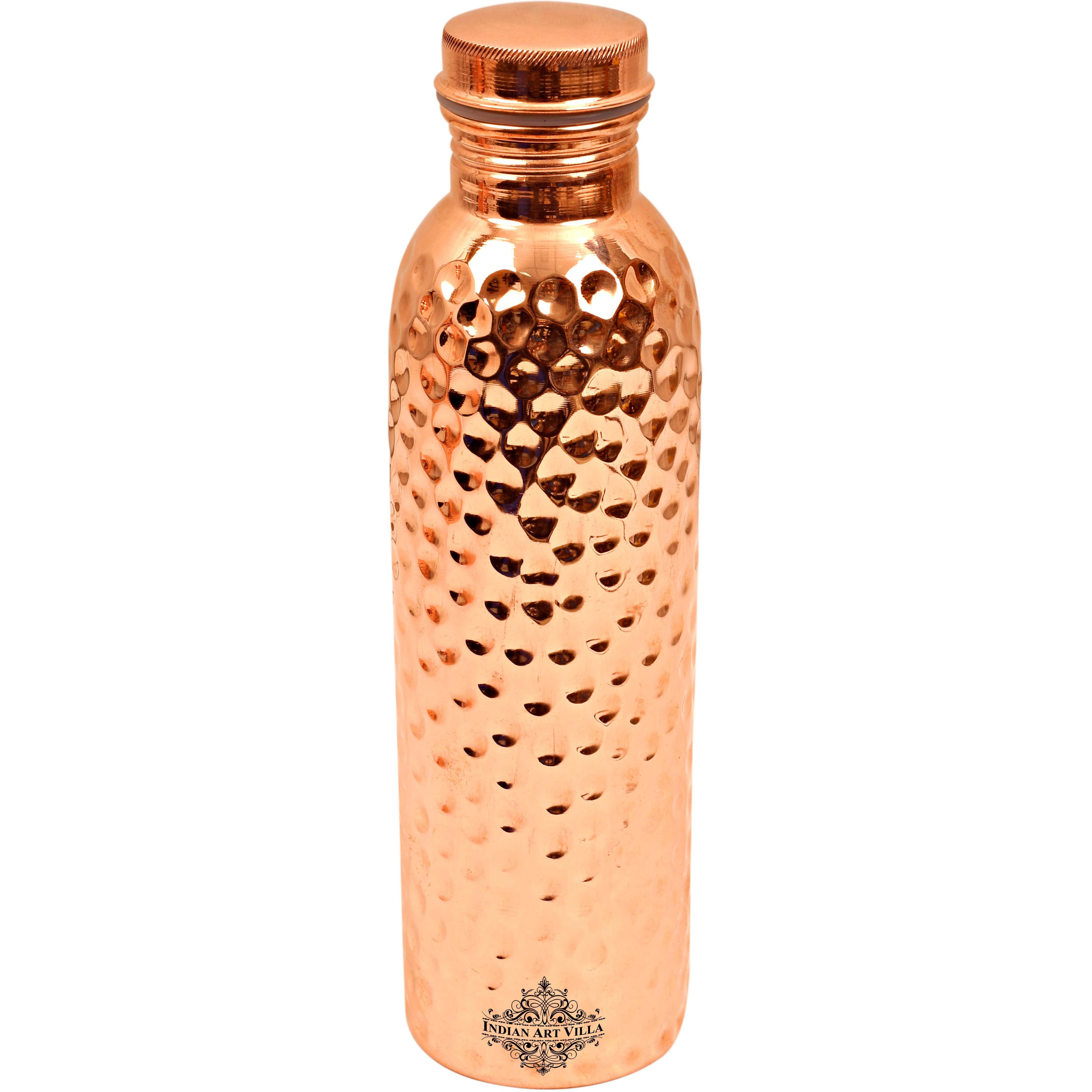 IndianArtVilla Copper Hammered Leak Proof Bottle 21Oz