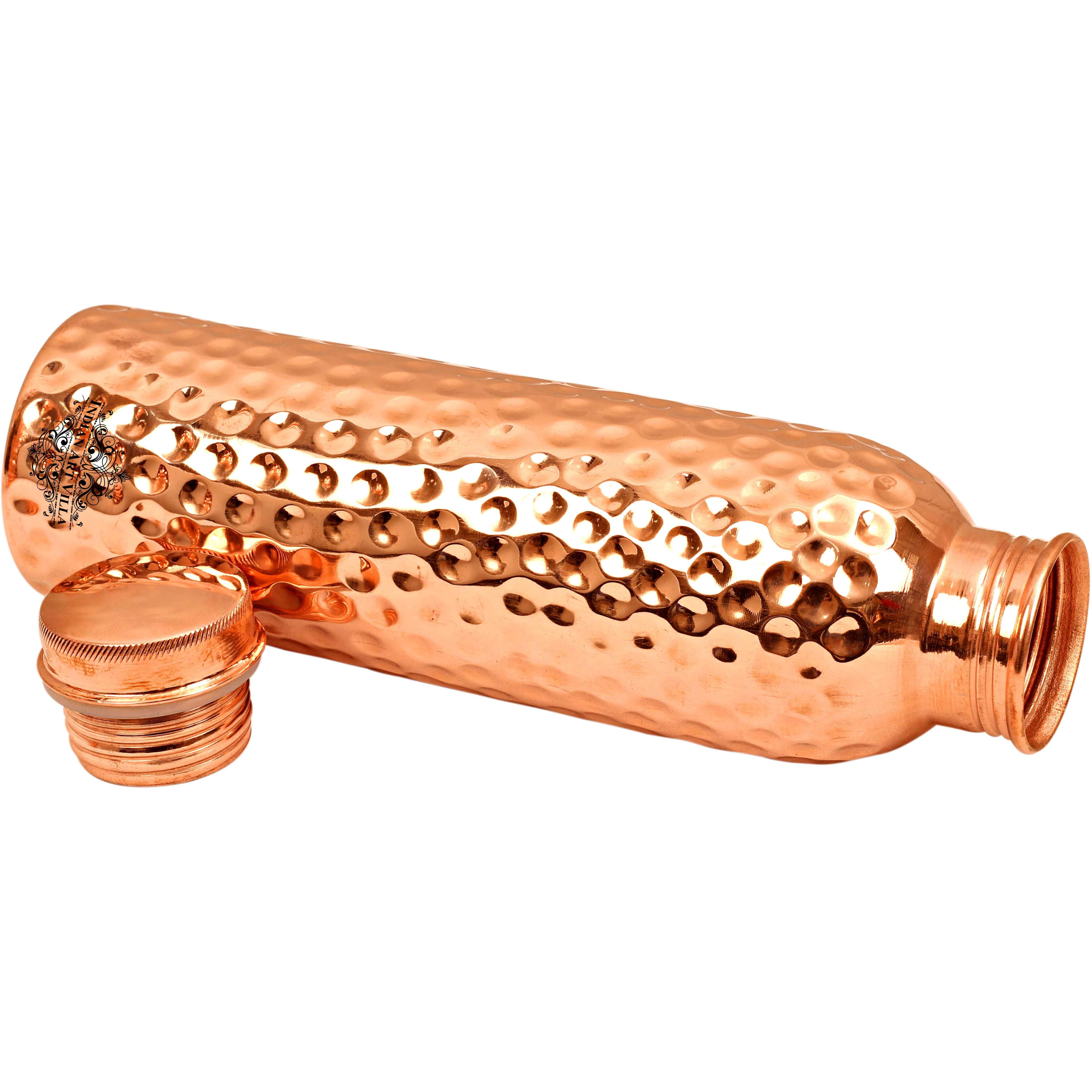 IndianArtVilla Copper Hammered Leak Proof Bottle 21Oz
