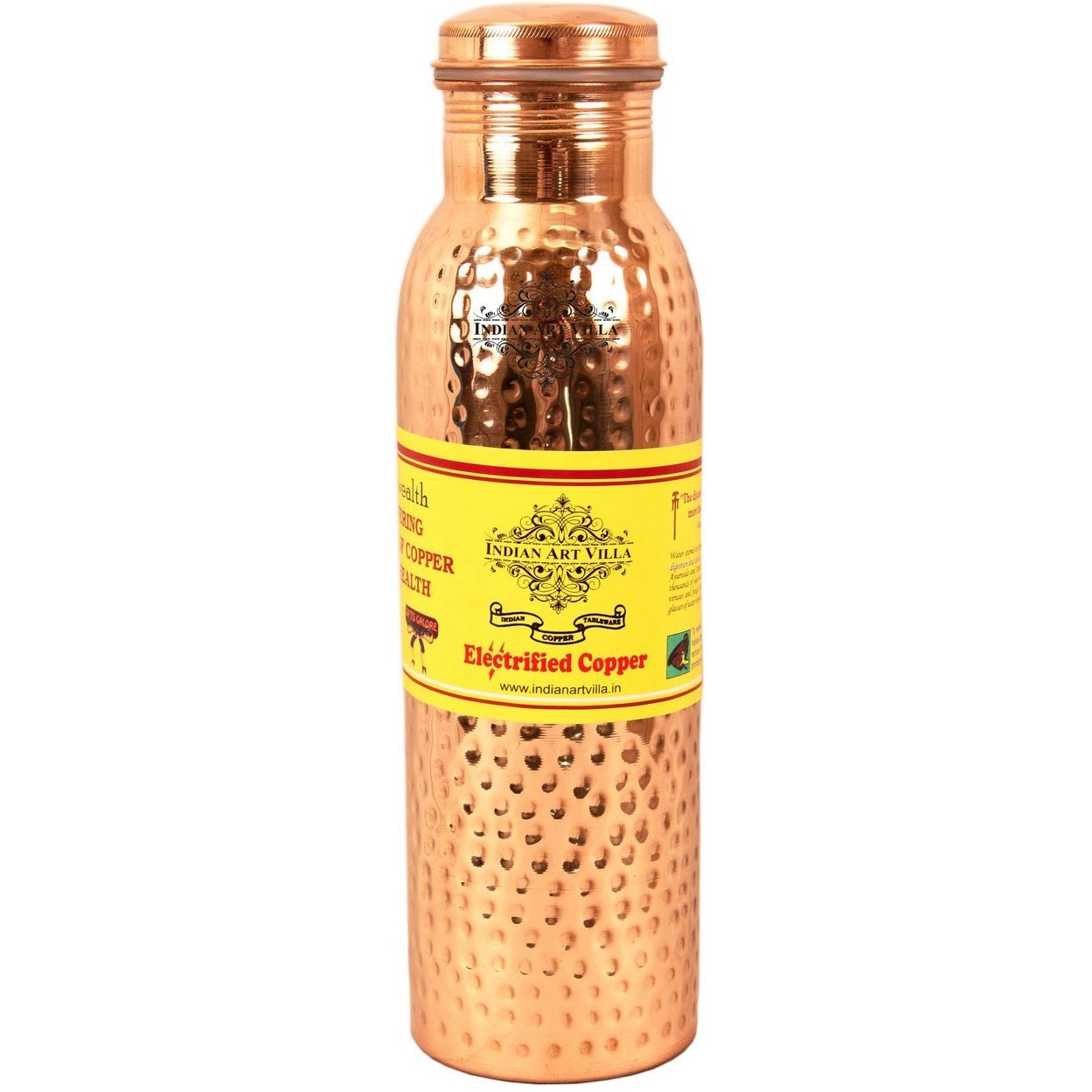 IndianArtVilla Copper Hammered Leak Proof Bottle 27Oz