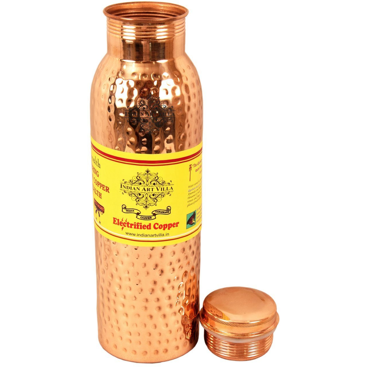 IndianArtVilla Copper Hammered Leak Proof Bottle 27Oz
