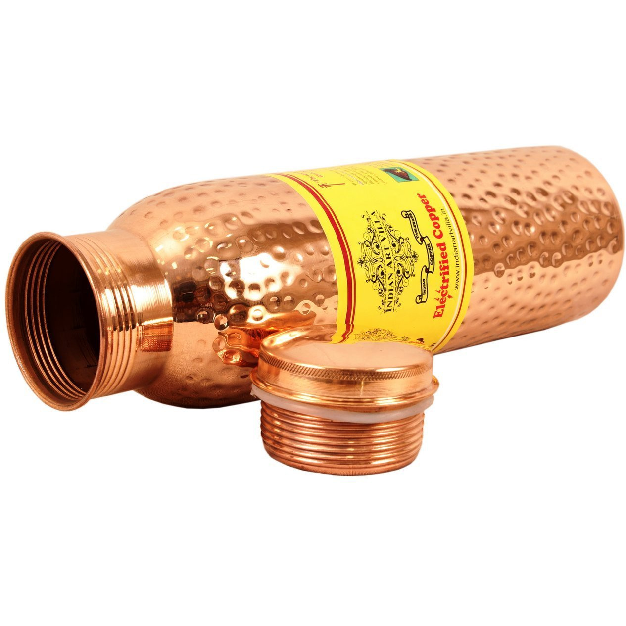 IndianArtVilla Copper Hammered Leak Proof Bottle 35Oz