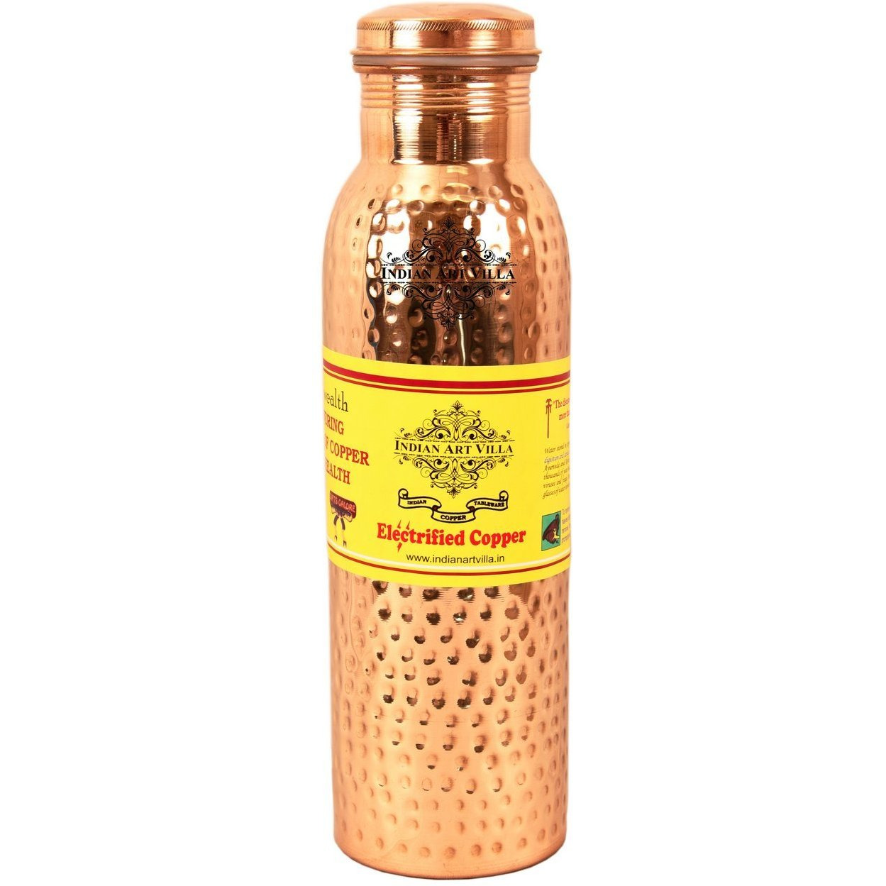 IndianArtVilla Copper Hammered Leak Proof Bottle 54Oz
