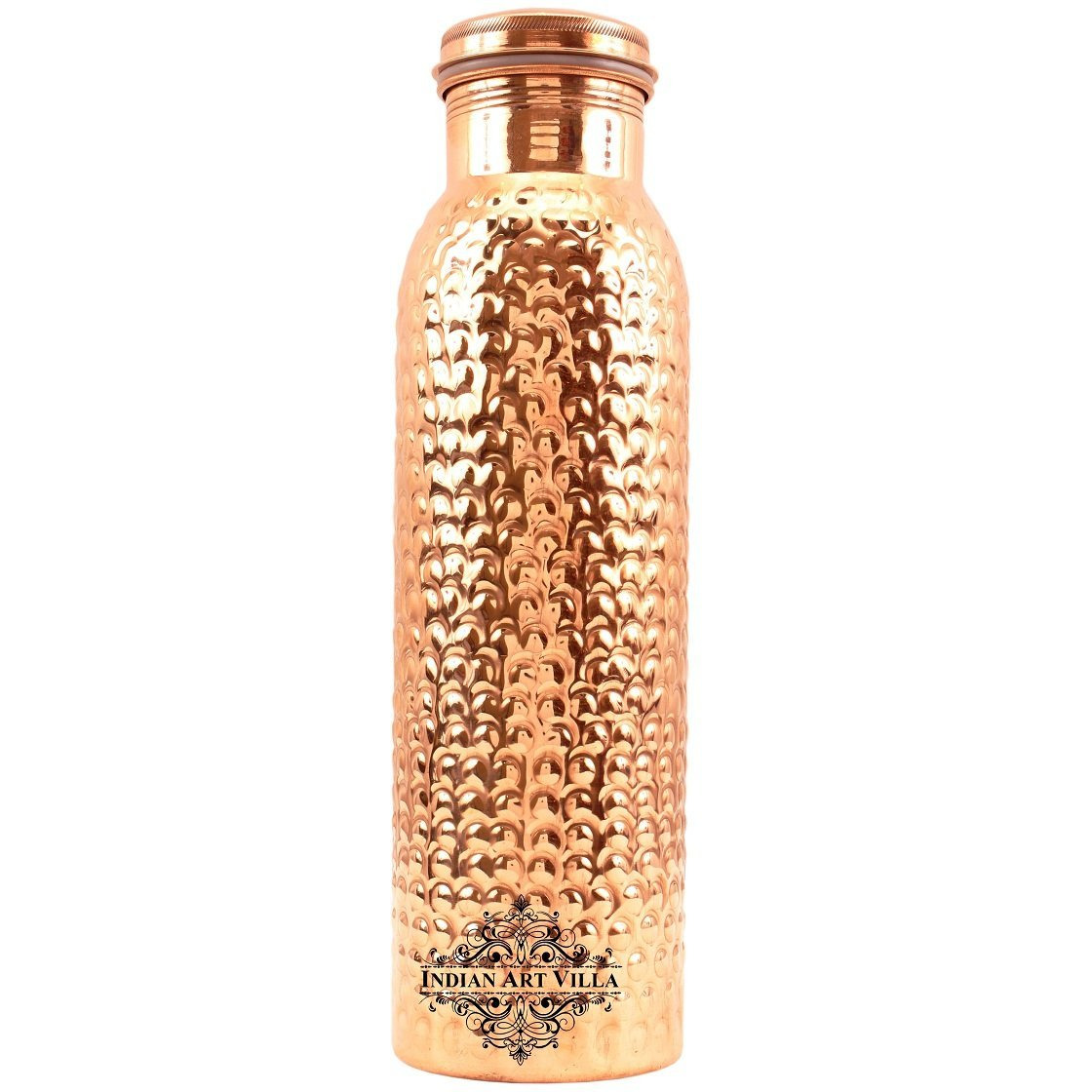 IndianArtVilla Copper Bubble Hammered Leak Proof Bottle 19Oz