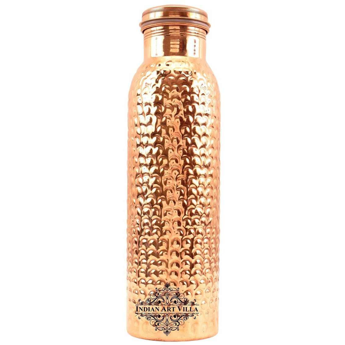 IndianArtVilla Copper Bubble Hammered Leak Proof Bottle 21Oz