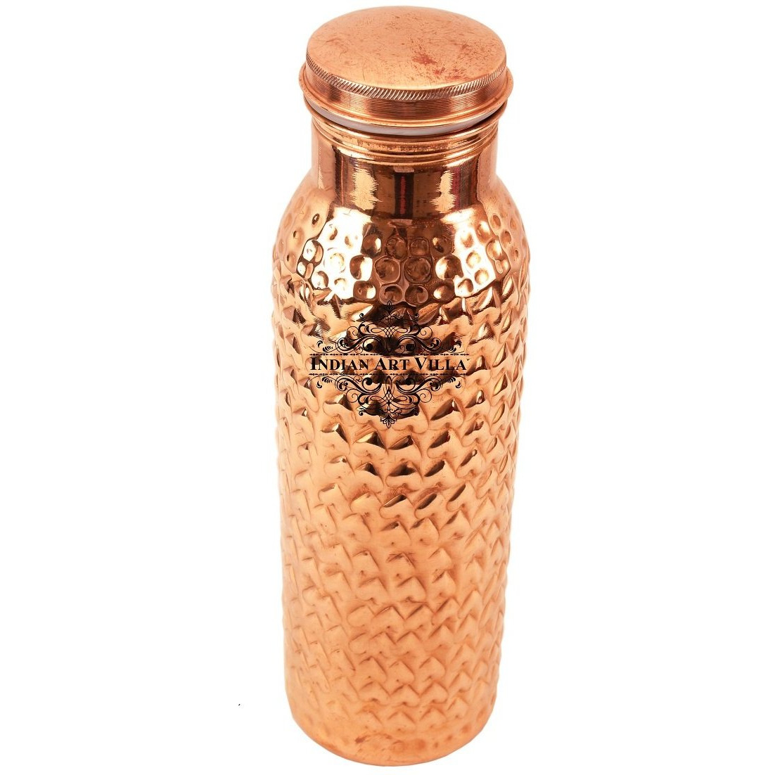 IndianArtVilla Copper Heart Hammered Leak Proof Bottle 35Oz