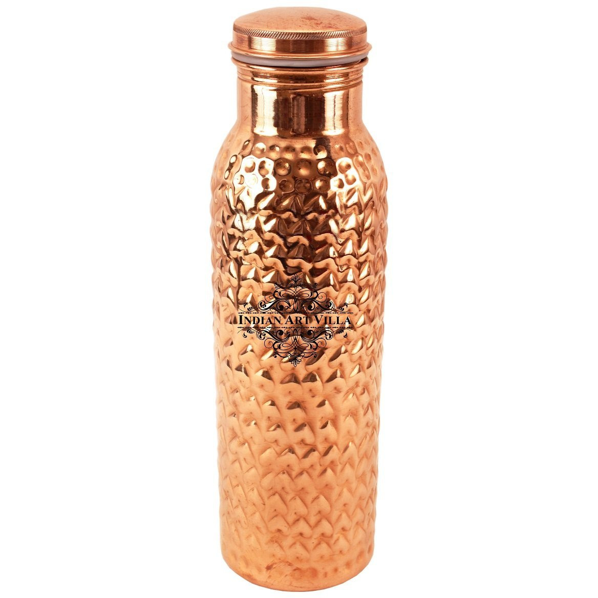 IndianArtVilla Copper Heart Hammered Leak Proof Bottle 54Oz