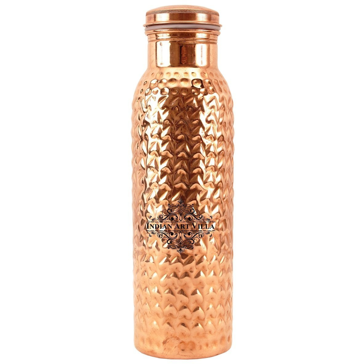 IndianArtVilla Copper Heart Hammered Leak Proof Bottle 54Oz