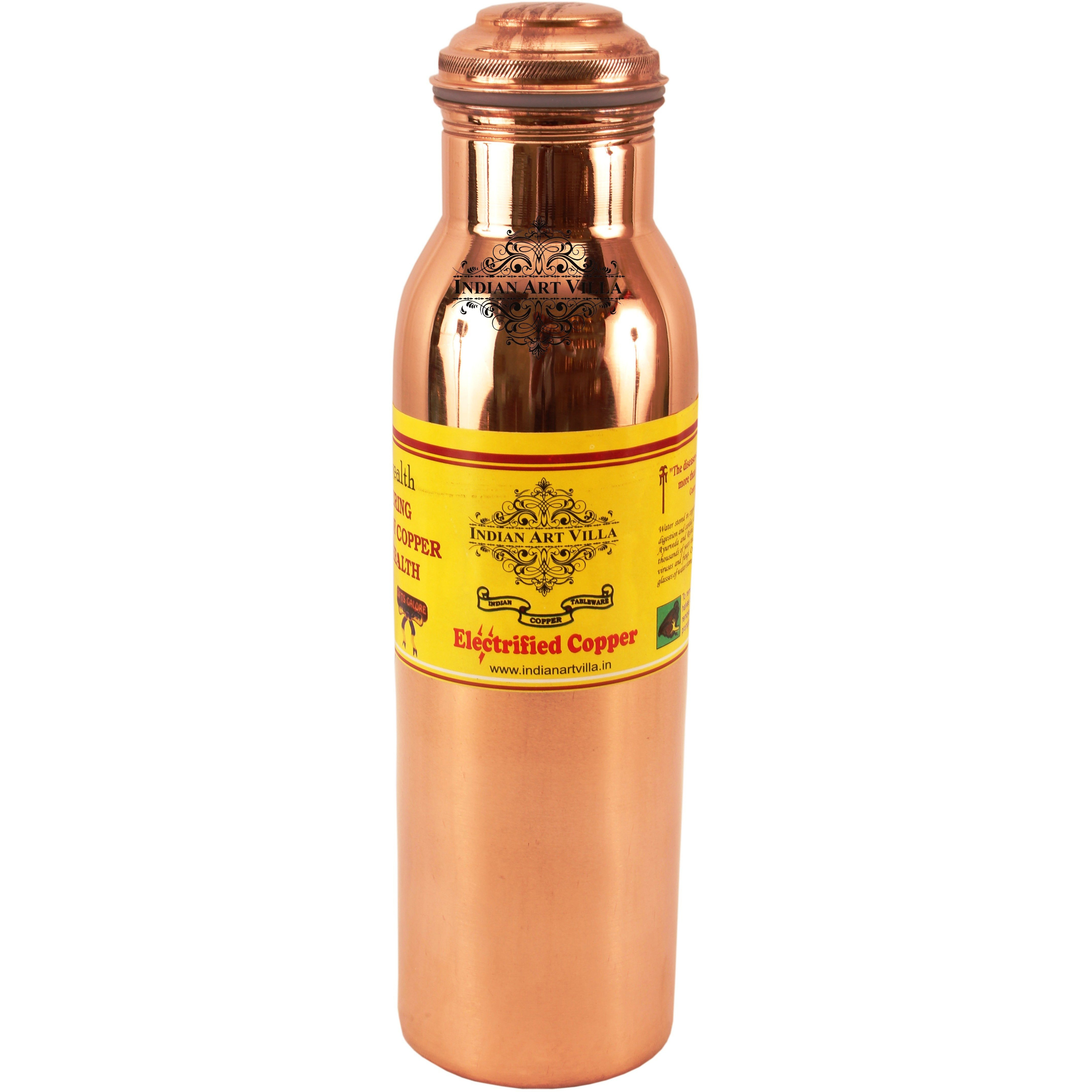 IndianArtVilla Copper Leak Proof Bottle with New Lid 30Oz