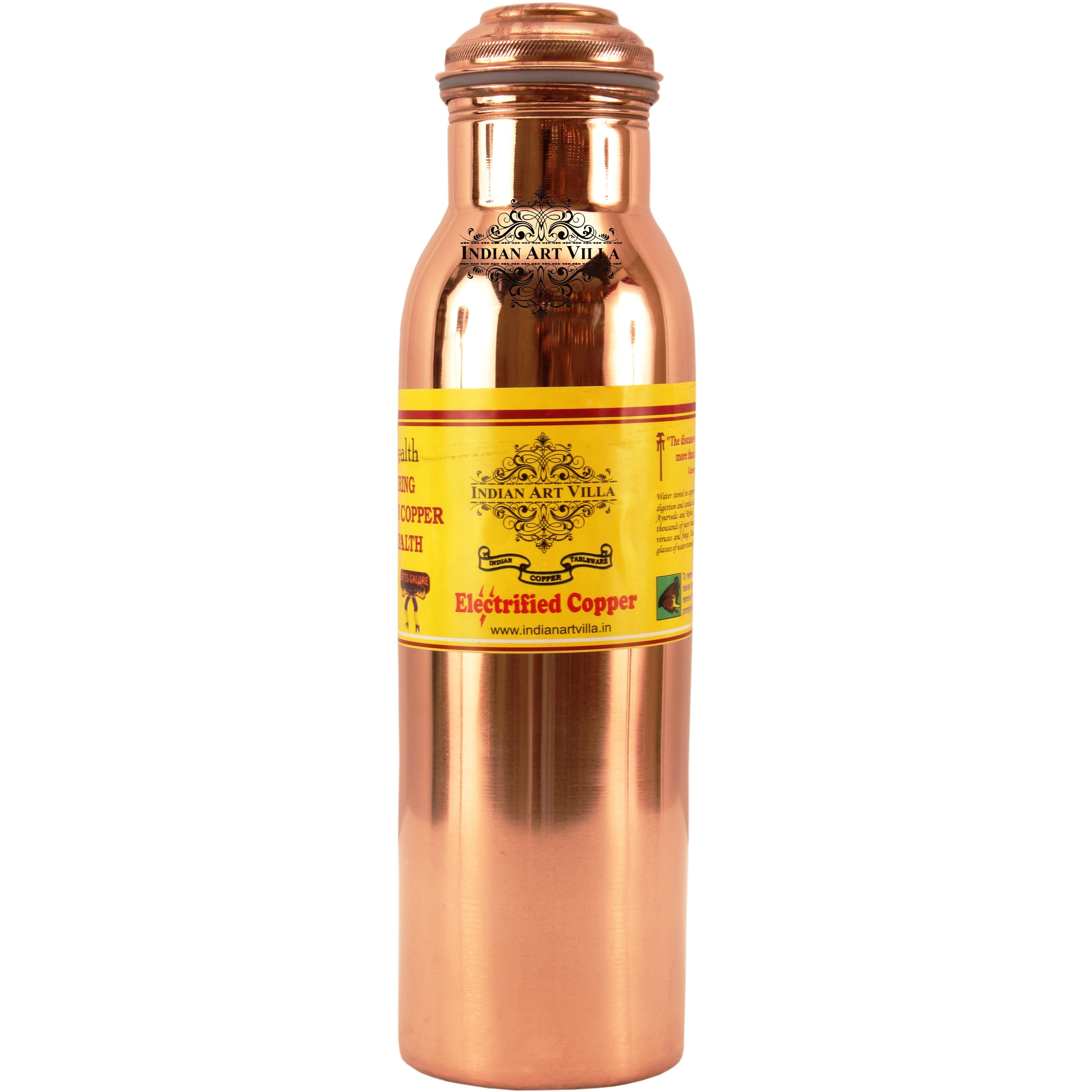 IndianArtVilla Copper Leak Proof Bottle with New Lid 30Oz