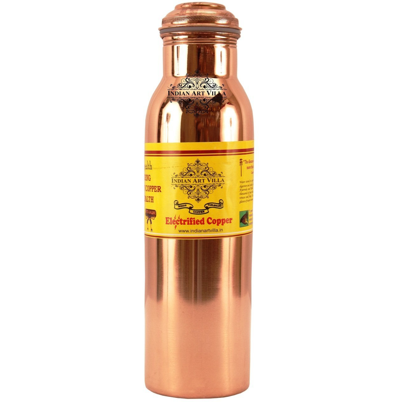 IndianArtVilla Copper Leak Proof Bottle with New Lid 35Oz
