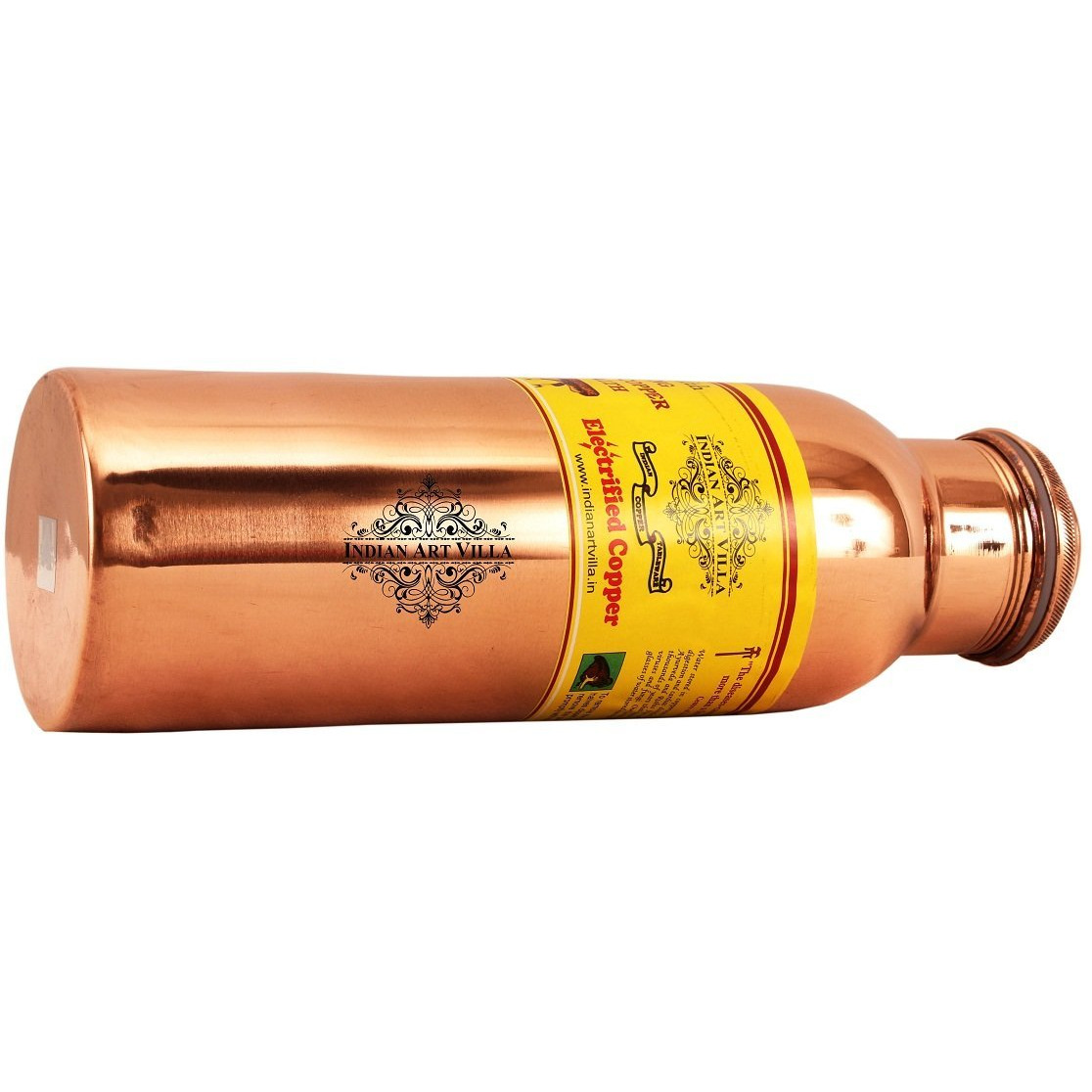 IndianArtVilla Copper Leak Proof Bottle with New Lid 35Oz