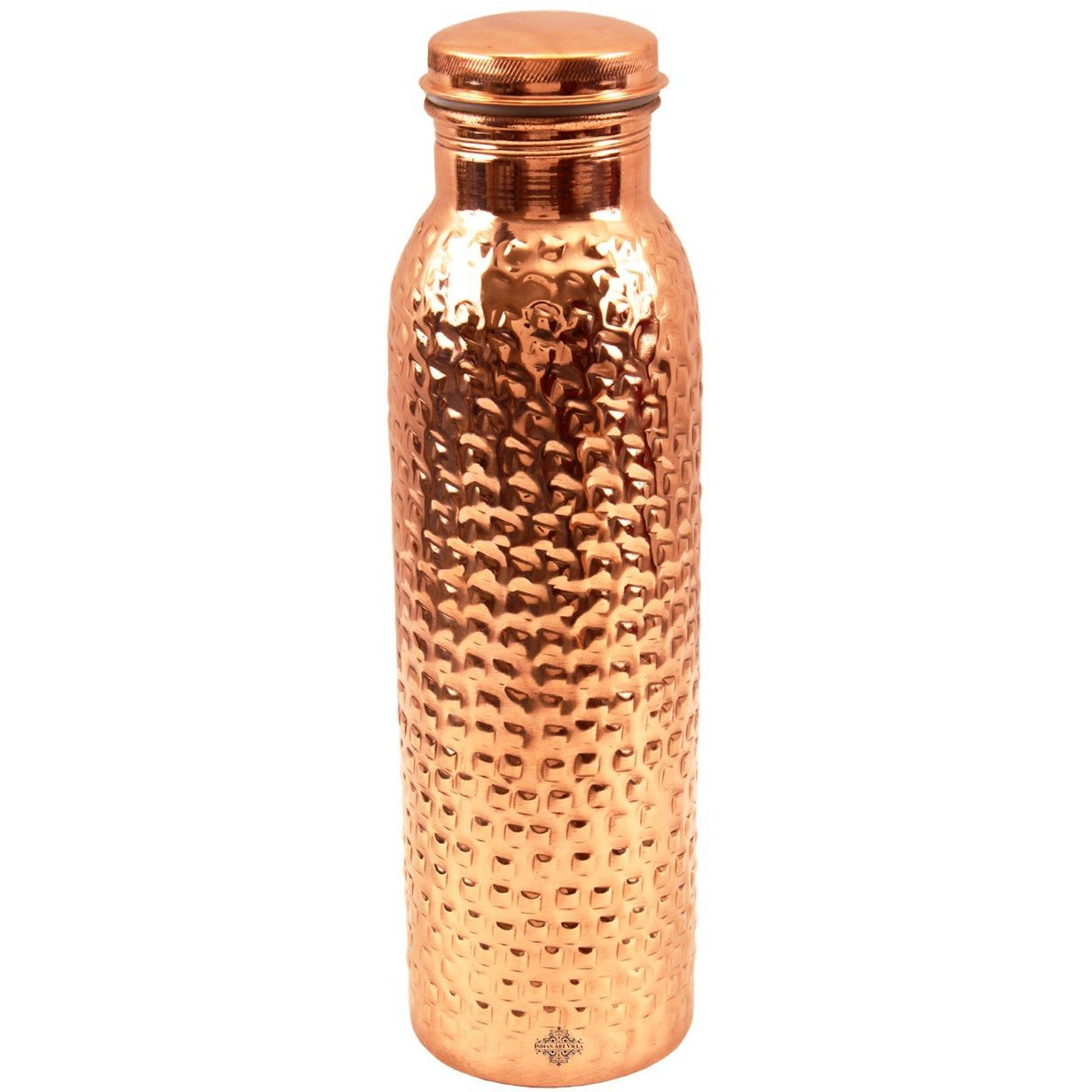 IndianArtVilla Copper Square Hammered Leak Proof Bottle 33Oz
