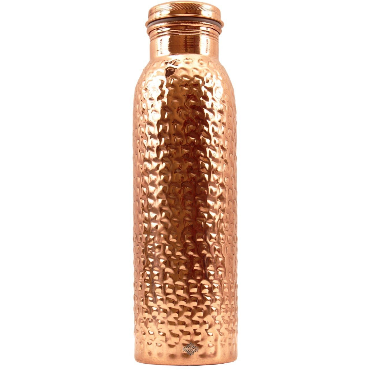IndianArtVilla Copper Square Hammered Leak Proof Bottle 33Oz