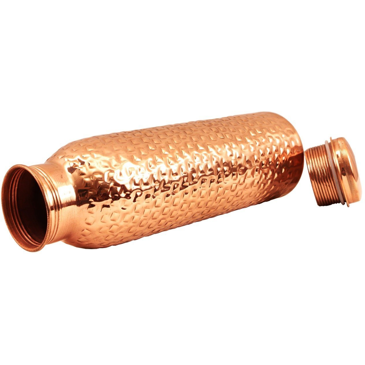 IndianArtVilla Copper Square Hammered Leak Proof Bottle 33Oz