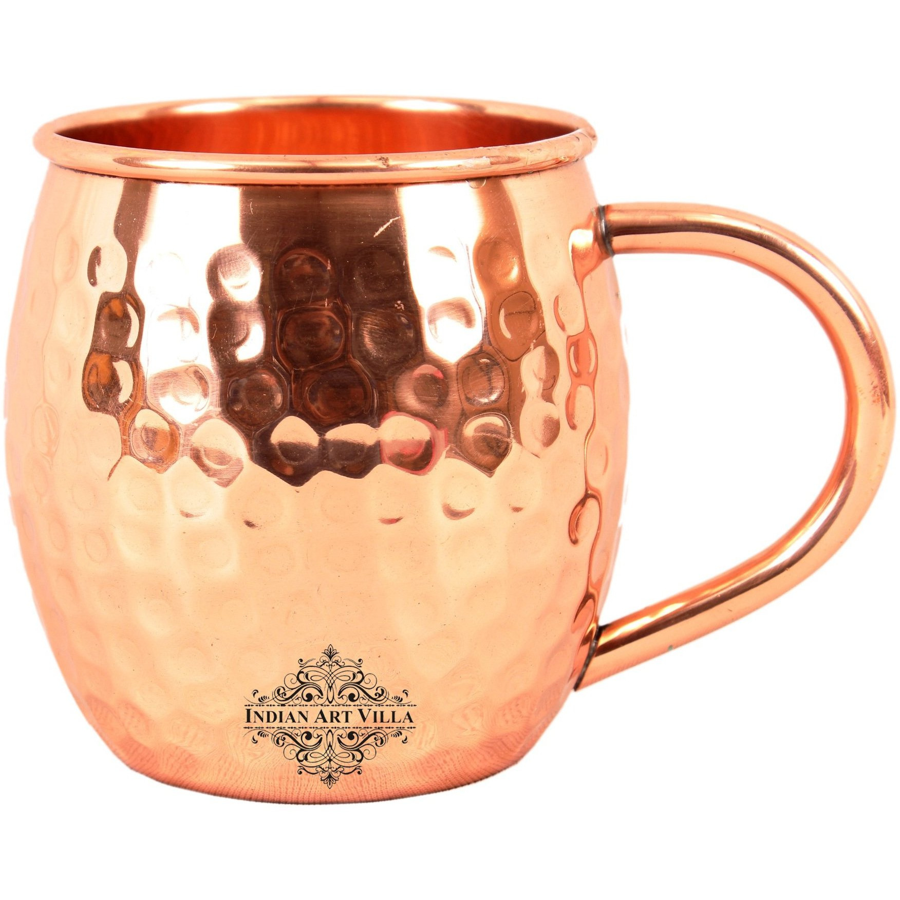 Indian Art Villa Copper Round Hammered Mug & Copper Handle 17Oz