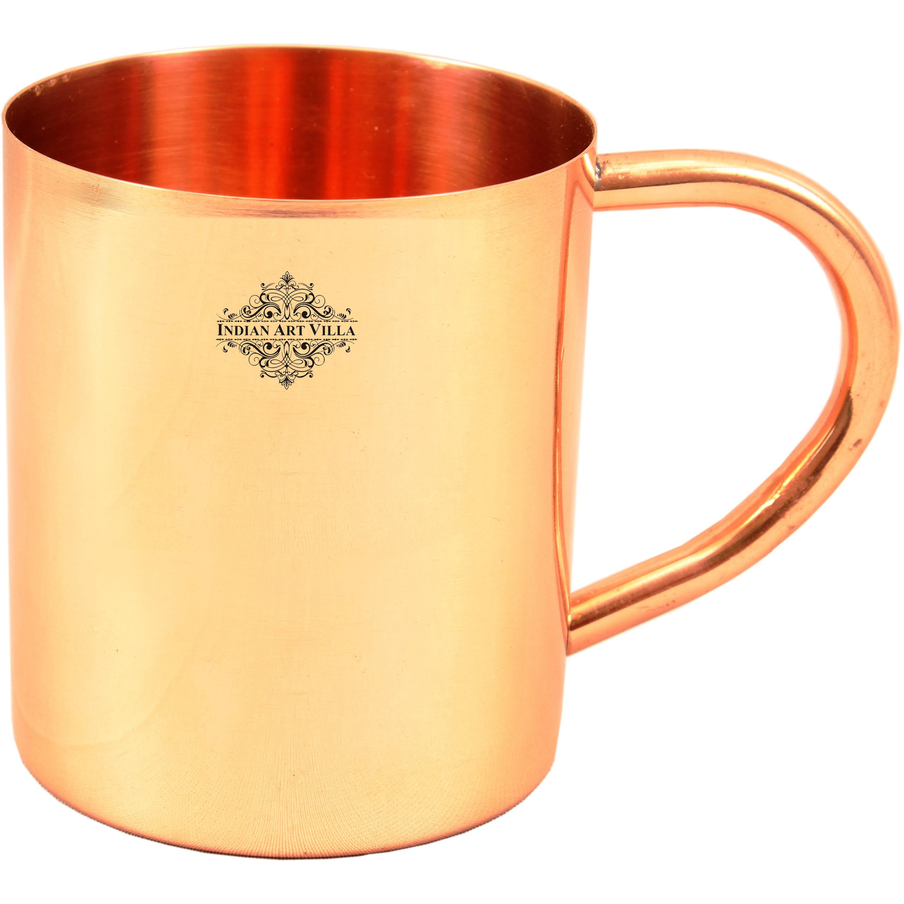 Indian Art Villa Copper Round Plain Mug 11 Oz