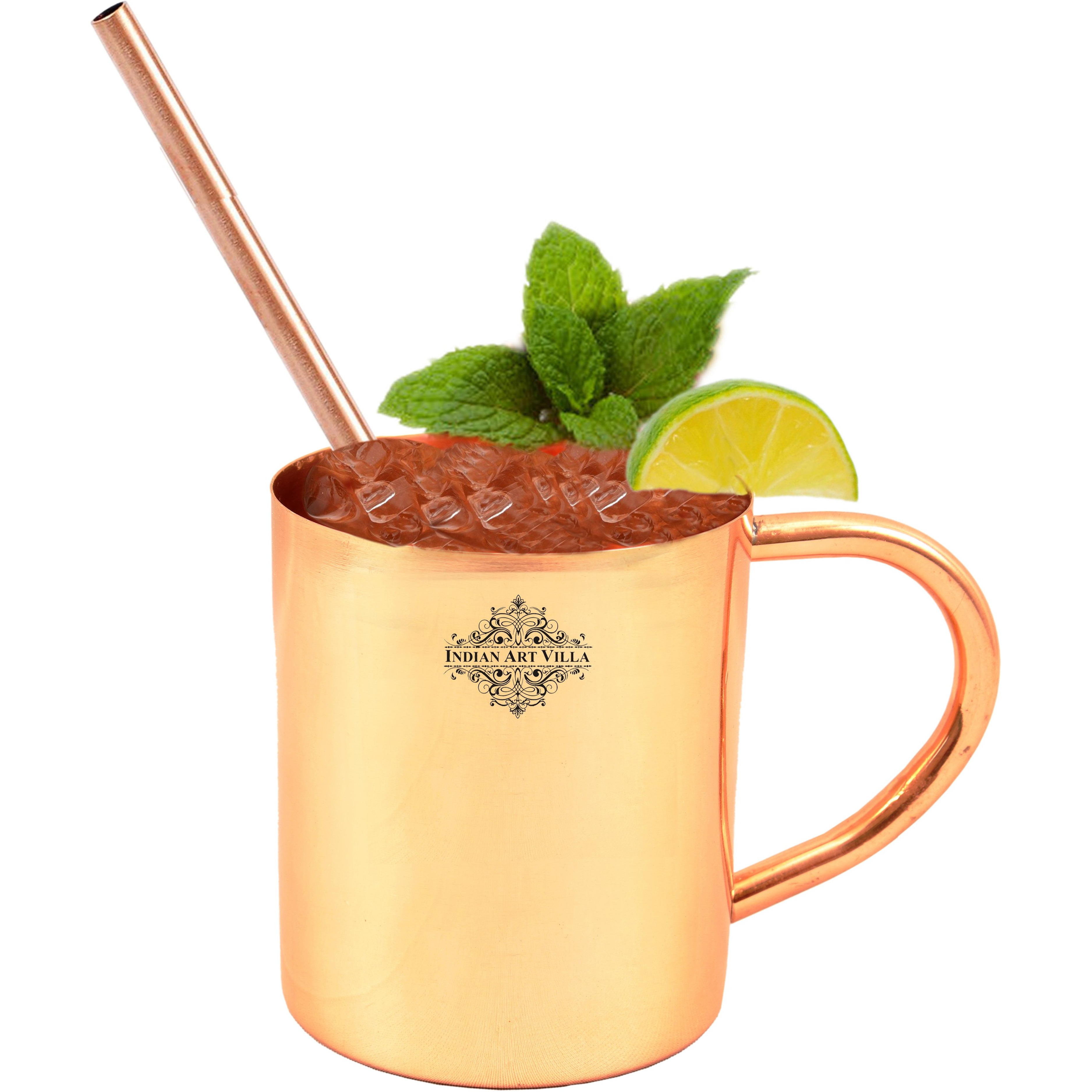 Indian Art Villa Copper Round Plain Mug 11 Oz