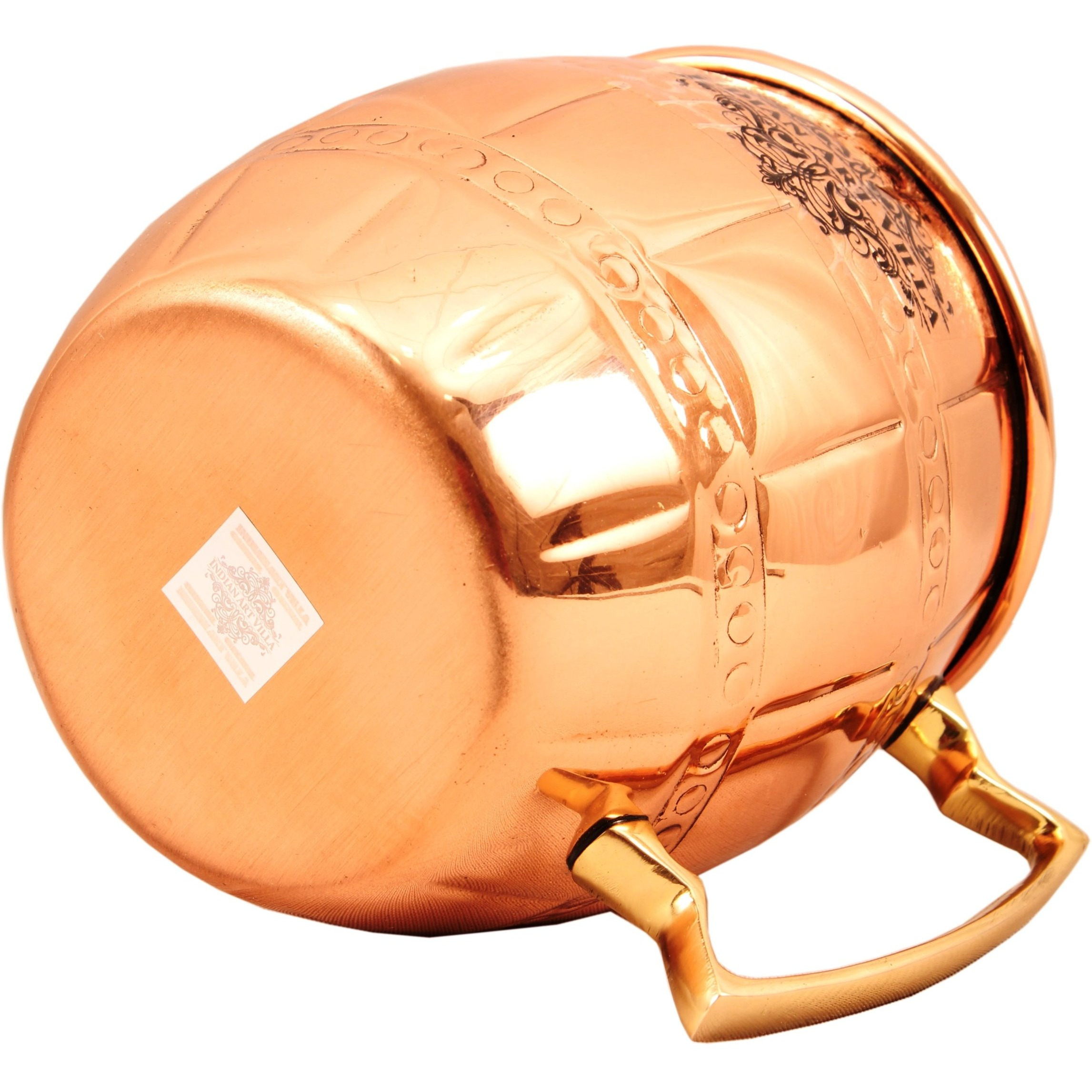 Indian Art Villa Copper Round Mug with 2 Ring 16 Oz