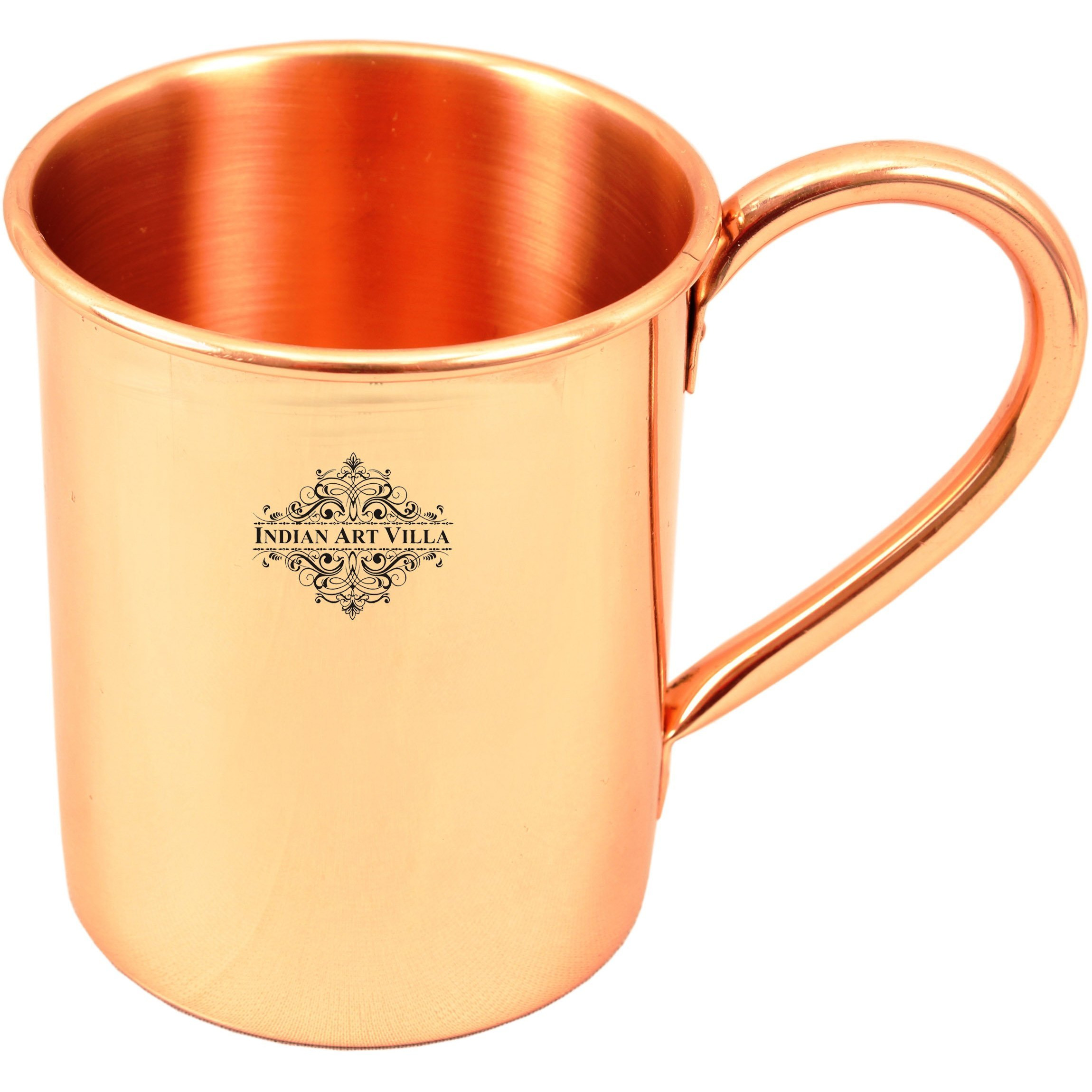 Indian Art Villa Copper Round Long Plain Mug 13 Oz