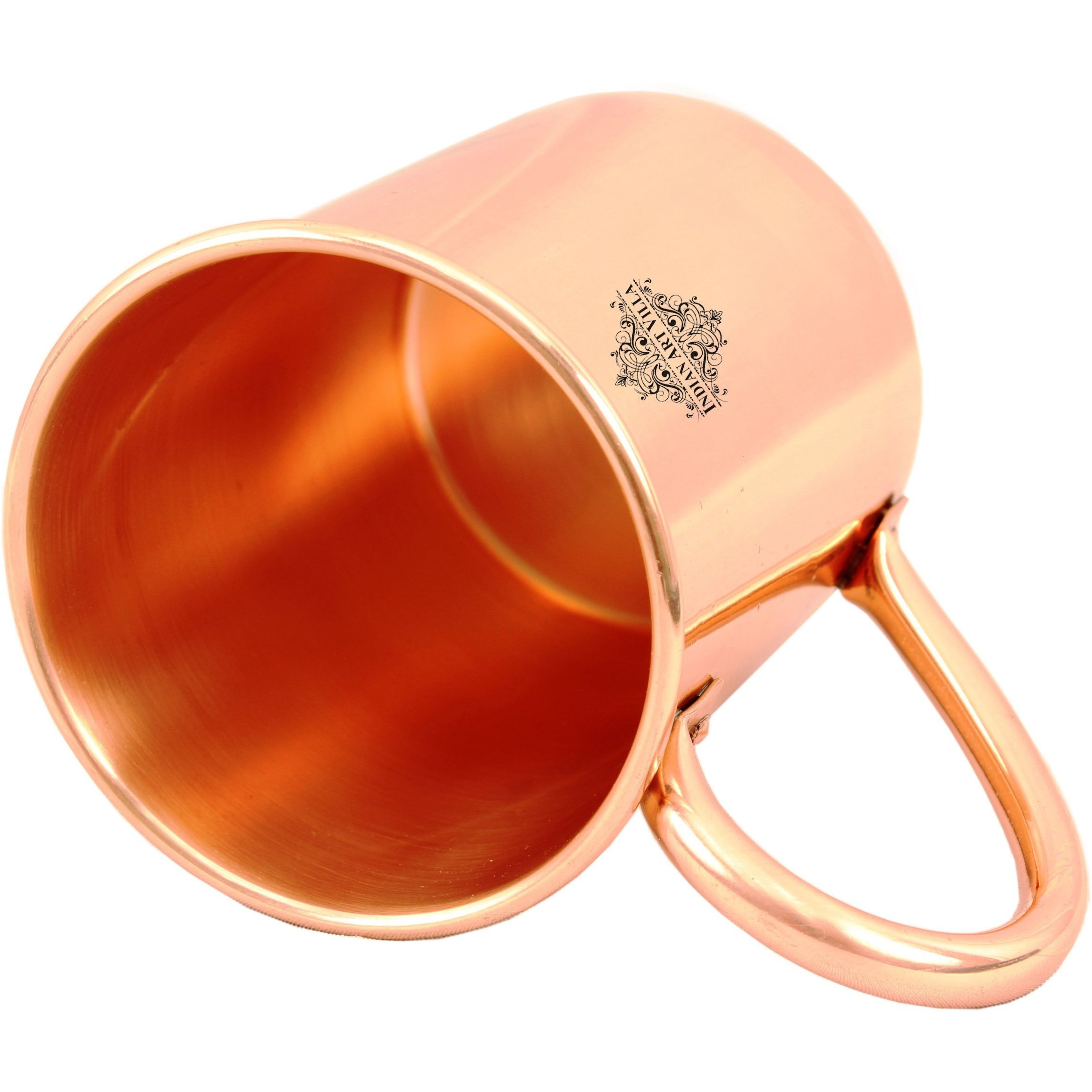 Indian Art Villa Copper Round Long Plain Mug 13 Oz