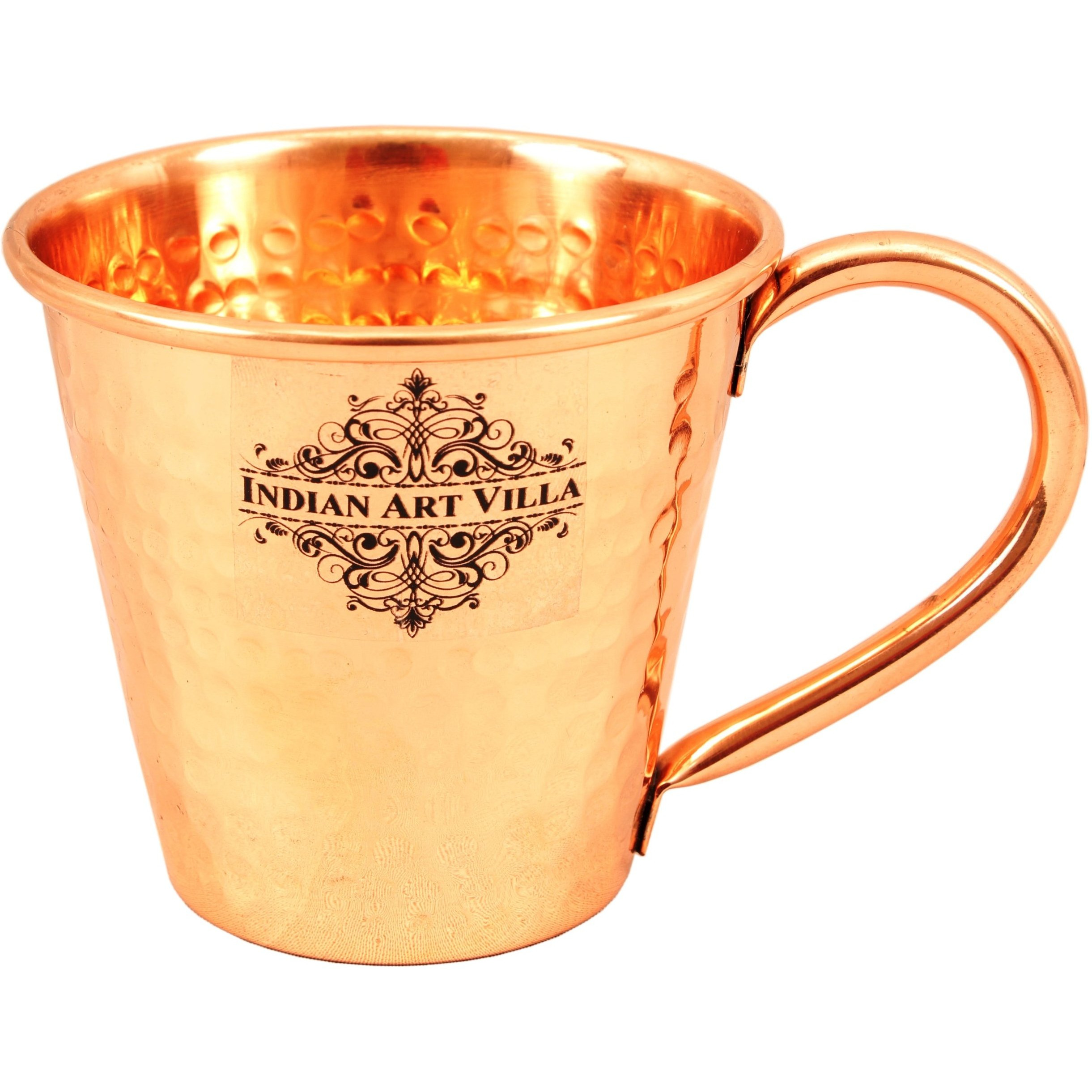 Indian Art Villa Copper Big Top Hammered Mug 13 Oz