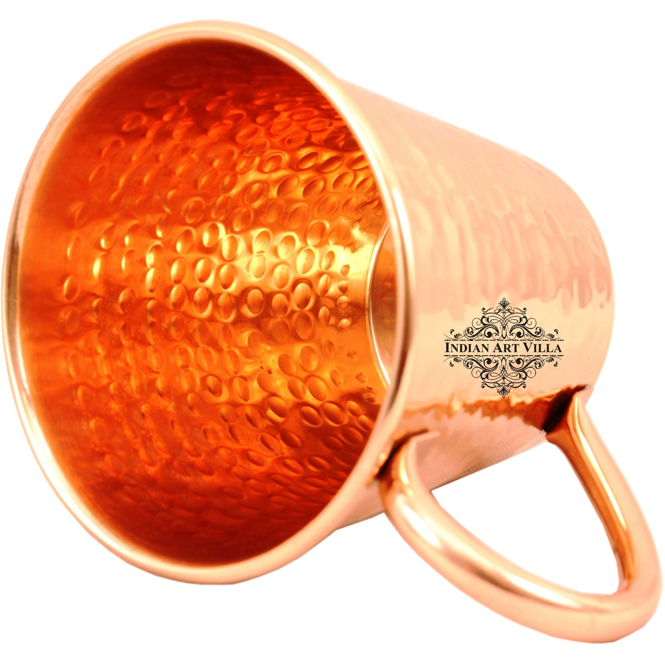 Indian Art Villa Copper Big Top Hammered Mug 13 Oz