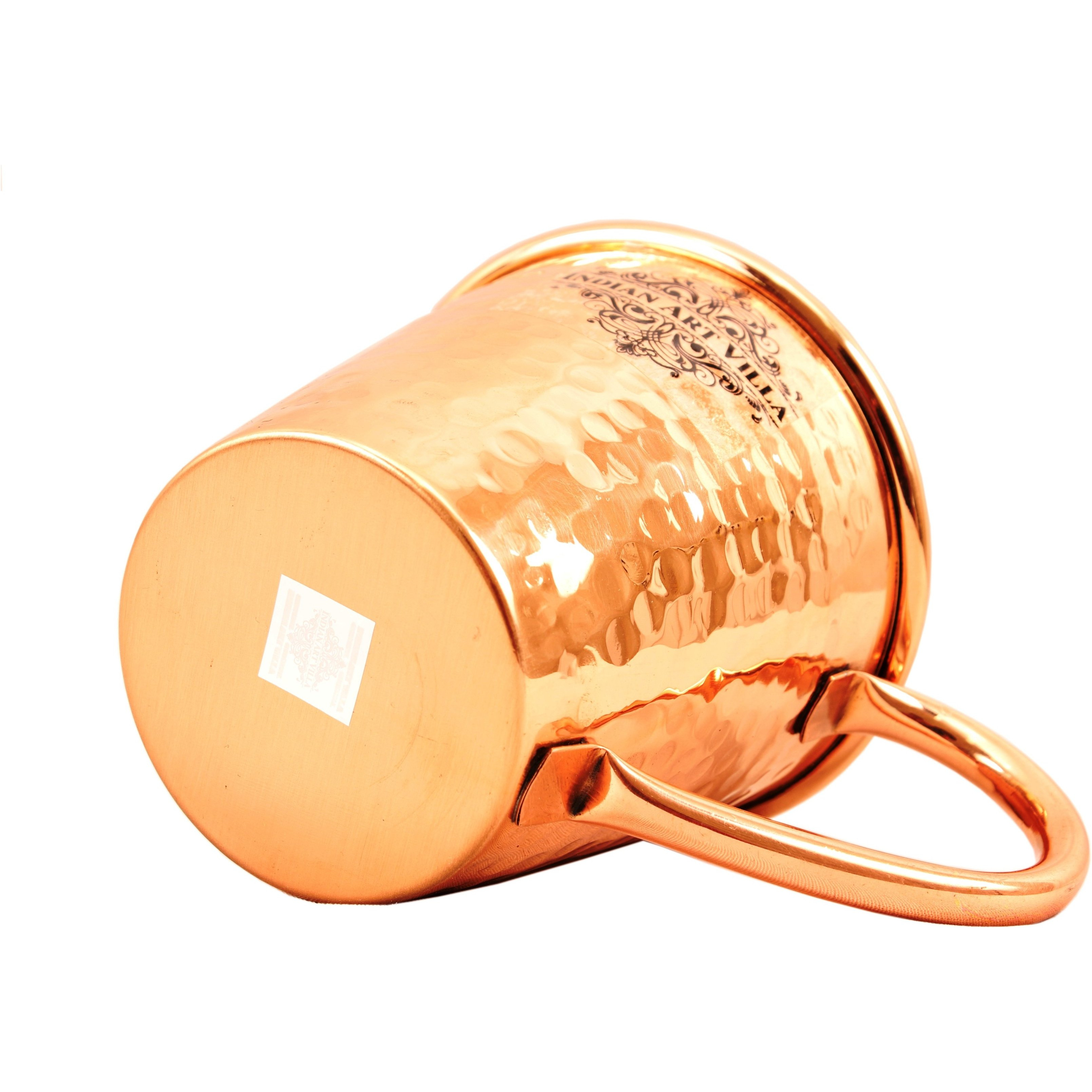Indian Art Villa Copper Big Top Hammered Mug 13 Oz