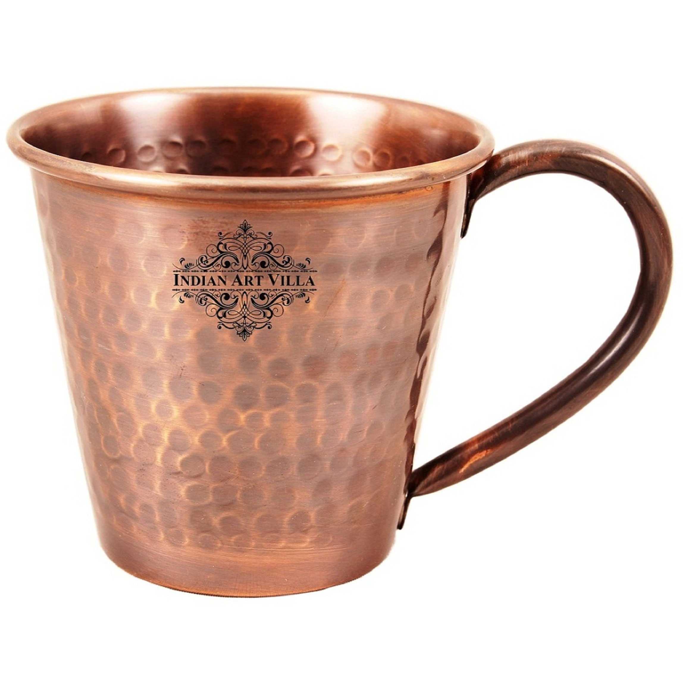 Indian Art Villa Copper Black Mug Heart Design 13 Oz