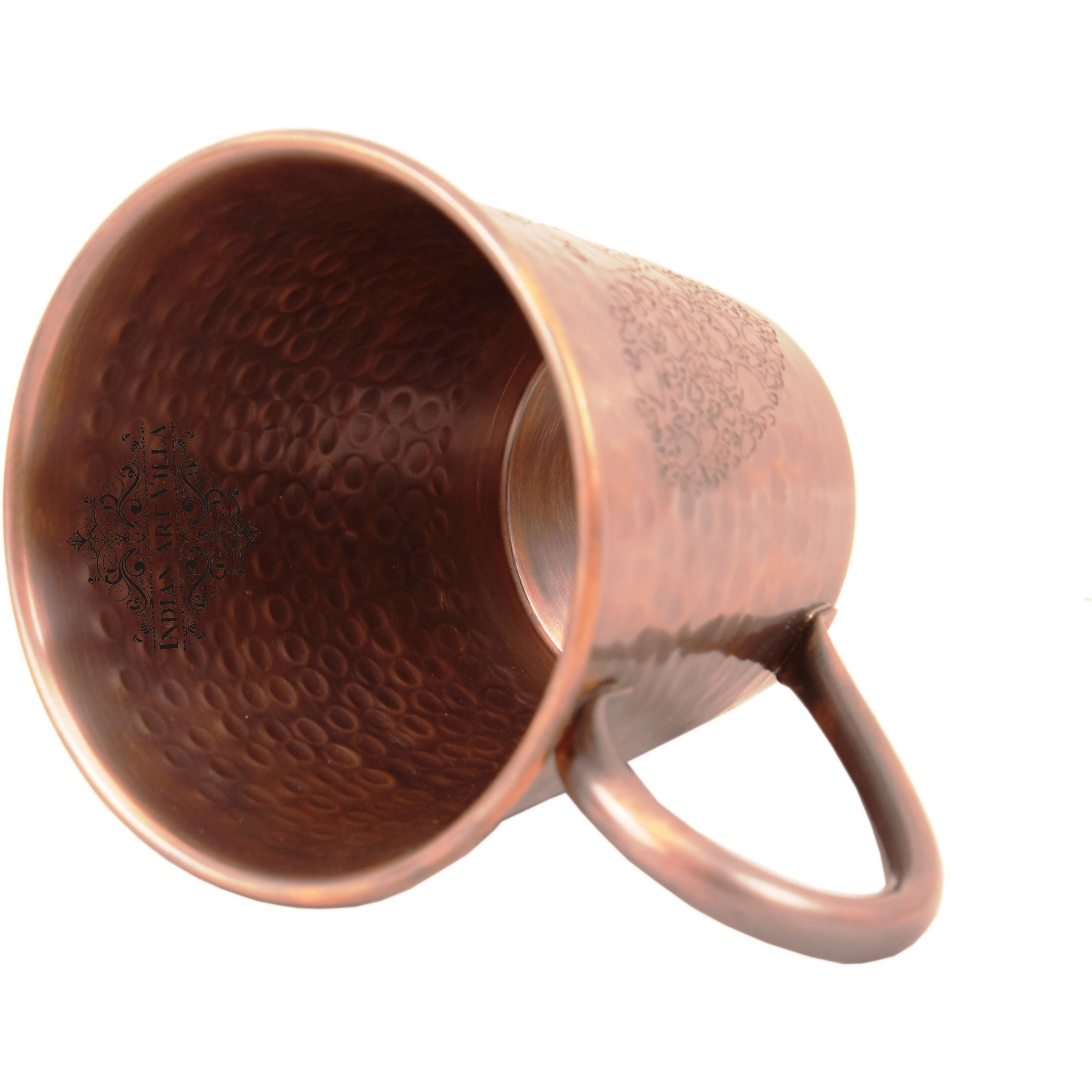 Indian Art Villa Copper Black Mug Heart Design 13 Oz