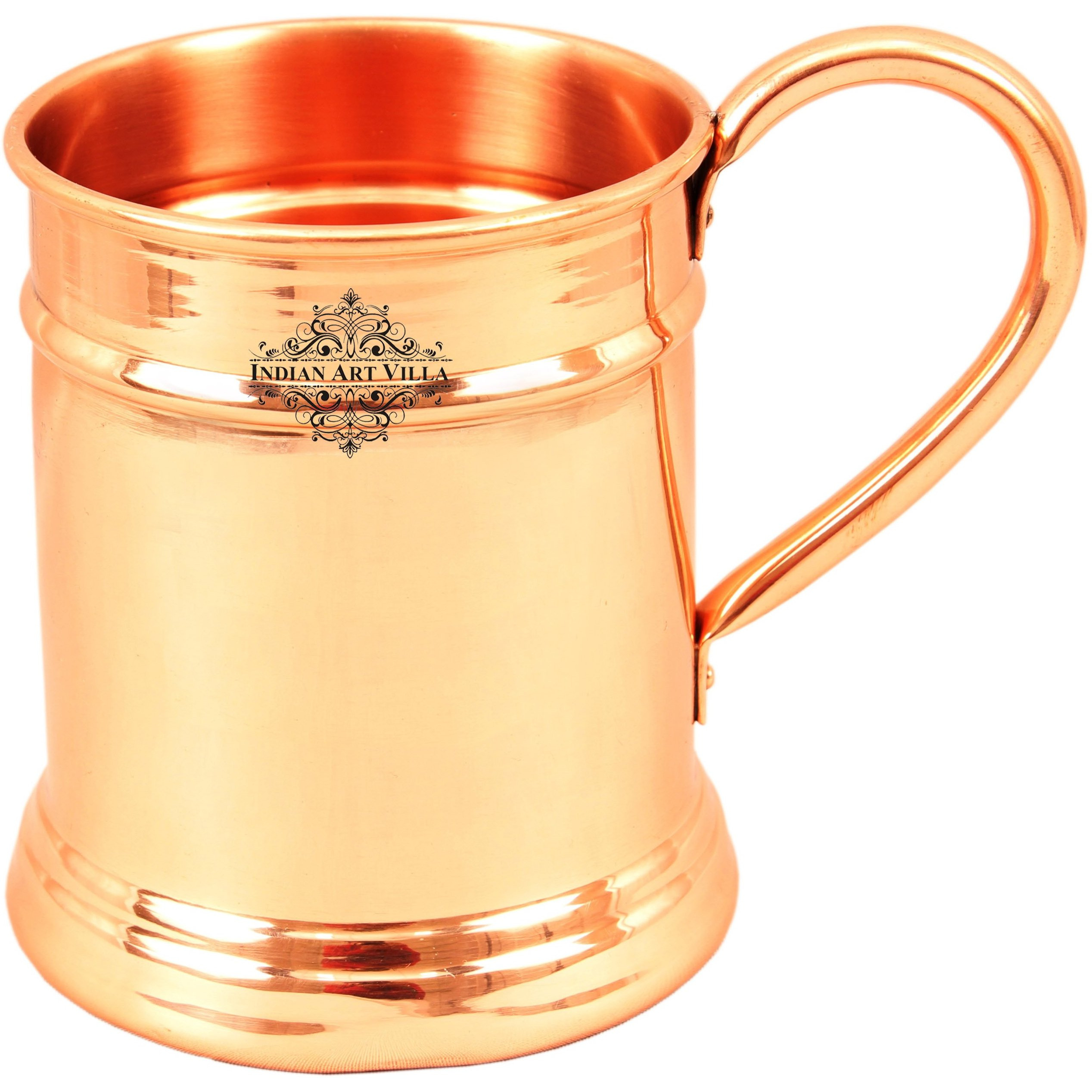 Indian Art Villa Copper Big Mug with 3 Ring 20 Oz