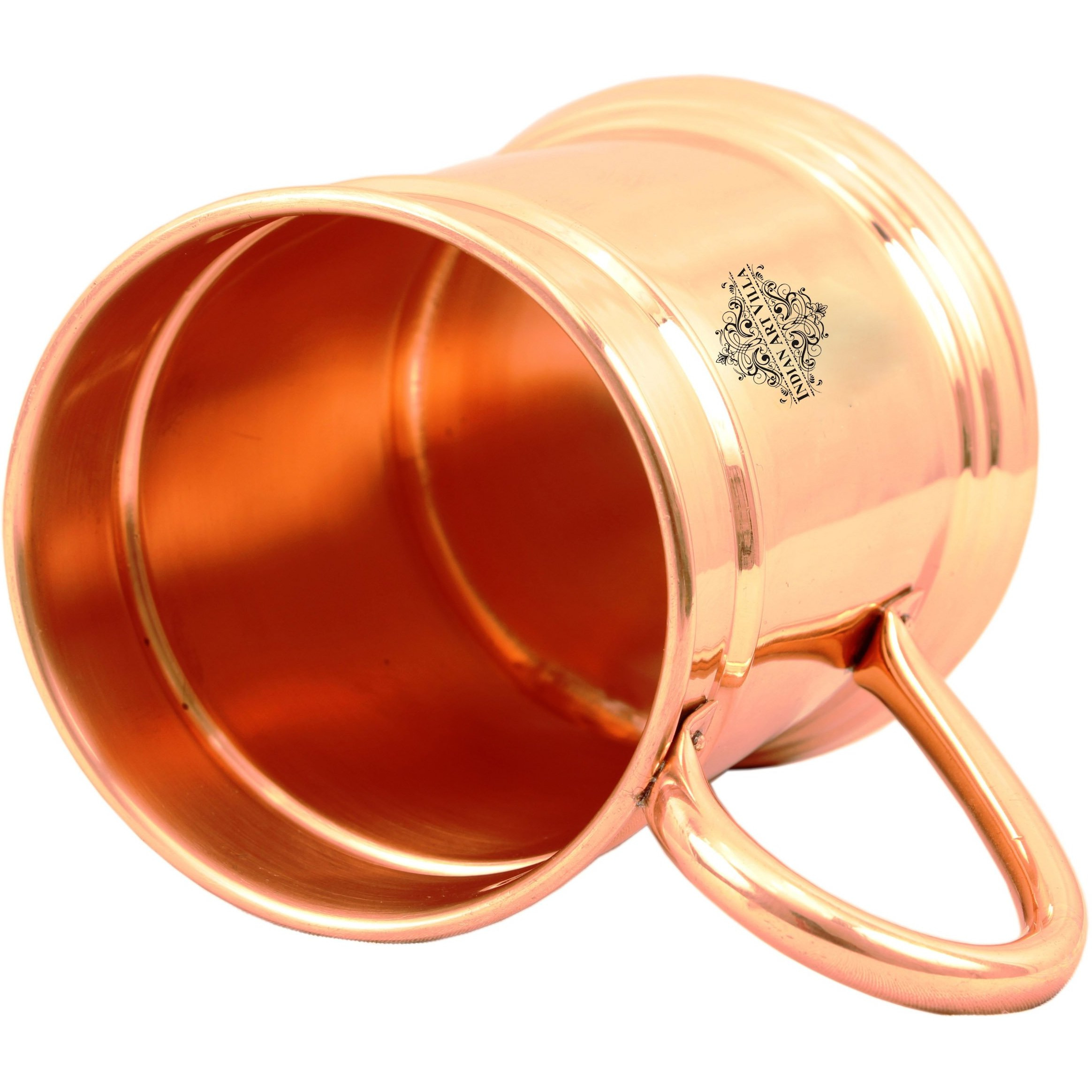Indian Art Villa Copper Big Mug with 3 Ring 20 Oz