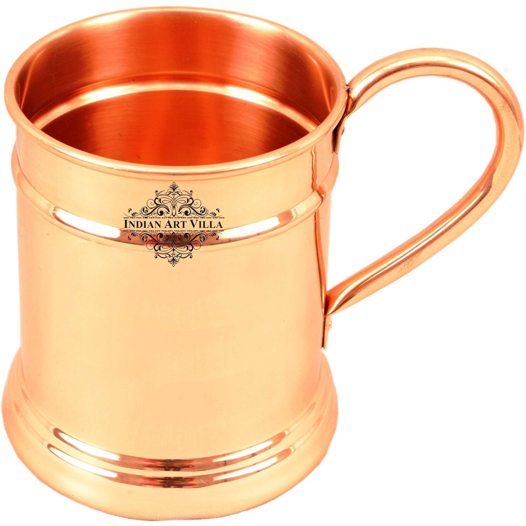 Indian Art Villa Copper Big Mug with 3 Ring 20 Oz