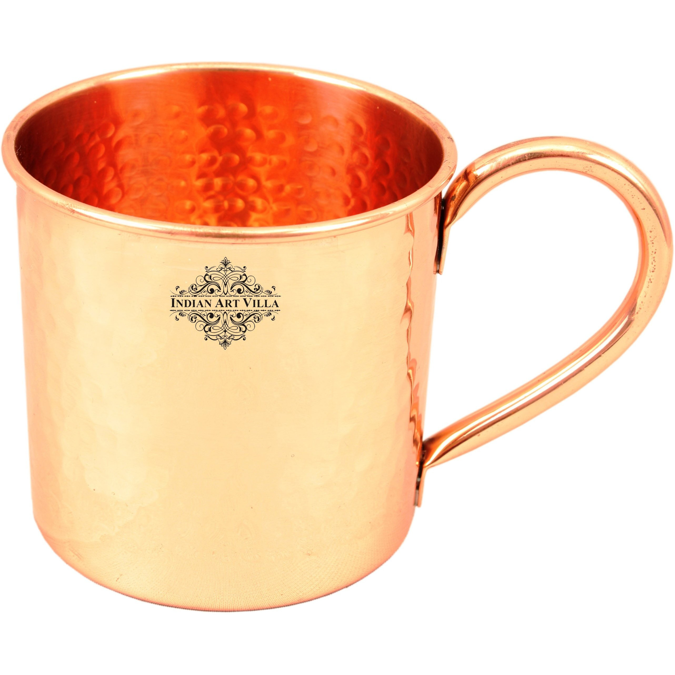 Indian Art Villa Copper Small Flower Design Mug 16 Oz