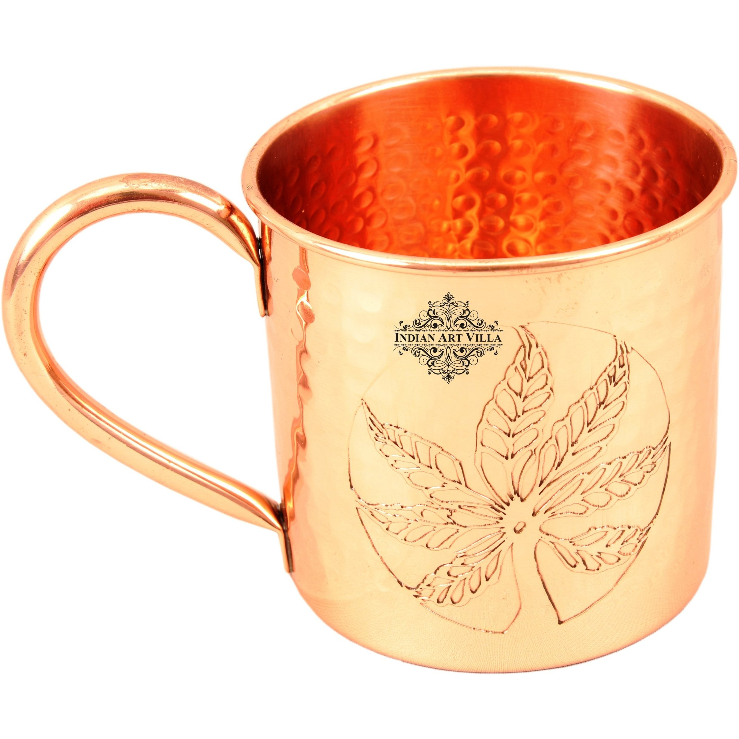 Indian Art Villa Copper Small Flower Design Mug 16 Oz