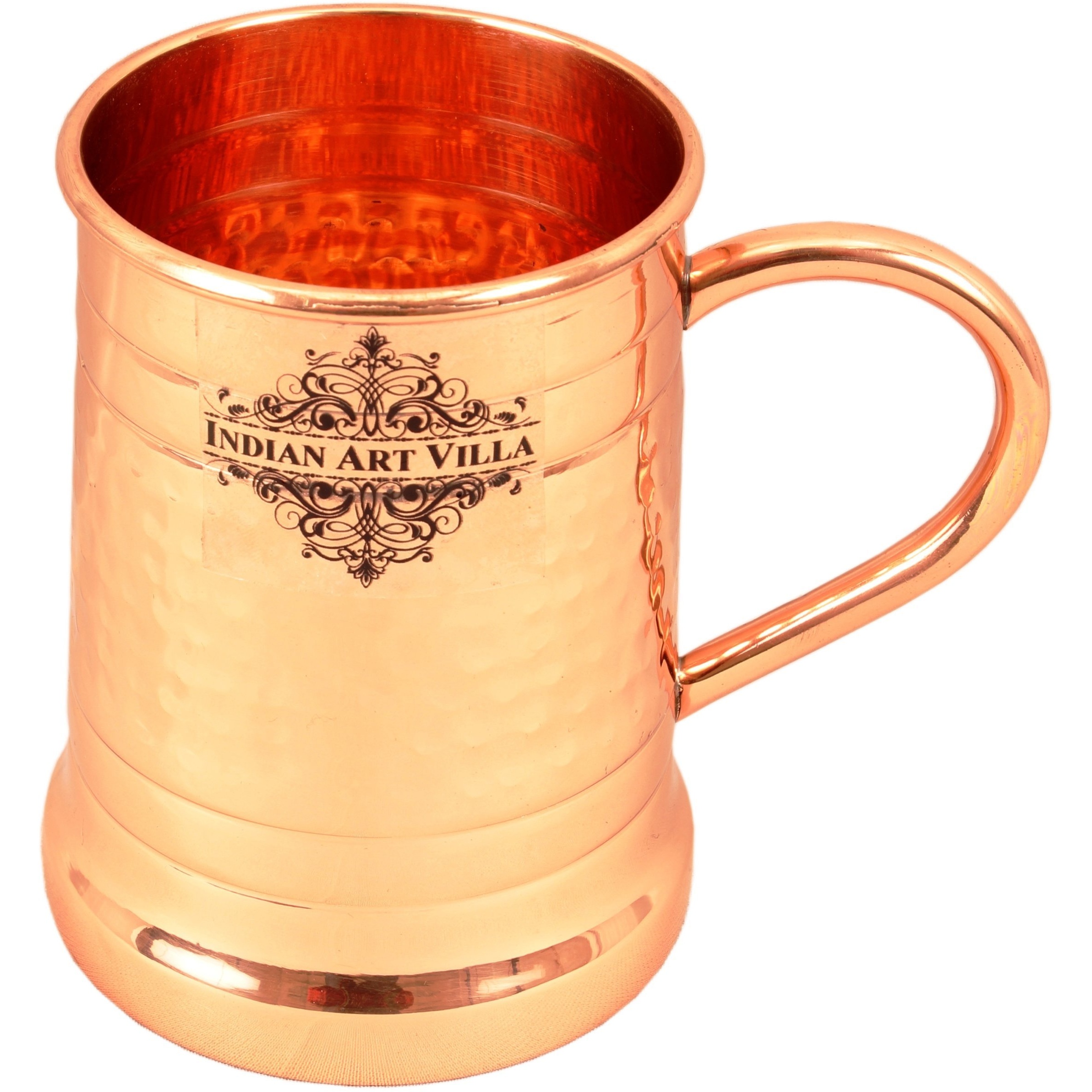 Indian Art Villa Copper Big Hammer Mug with 3 Ring 20 Oz